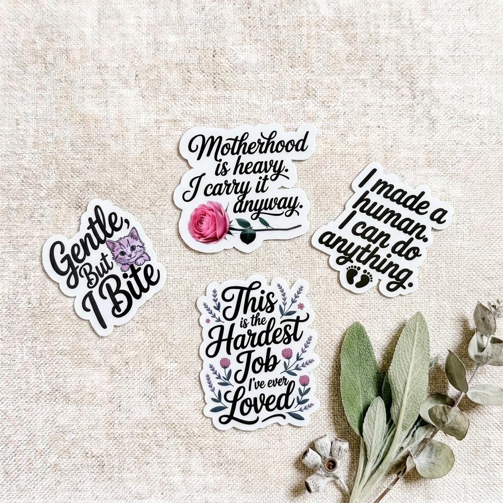 Motherhood Quote Sticker Set: Inspirational Mom Life Vinyl Decals __etsy:8182178529