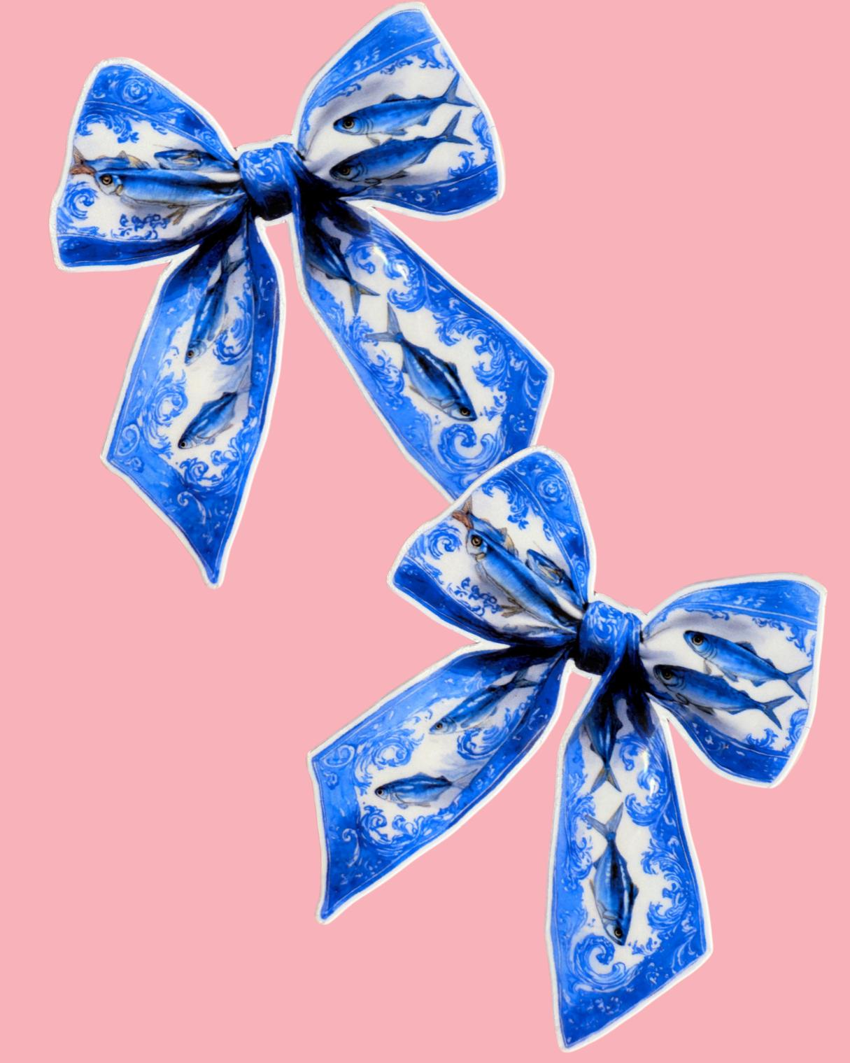 Nautical Bow Sticker: Blue Fish Marine Life Vinyl Decal __etsy:7832740787
