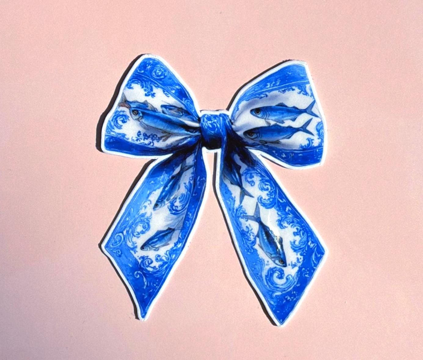 Nautical Bow Sticker: Blue Fish Marine Life Vinyl Decal __etsy:6977035472