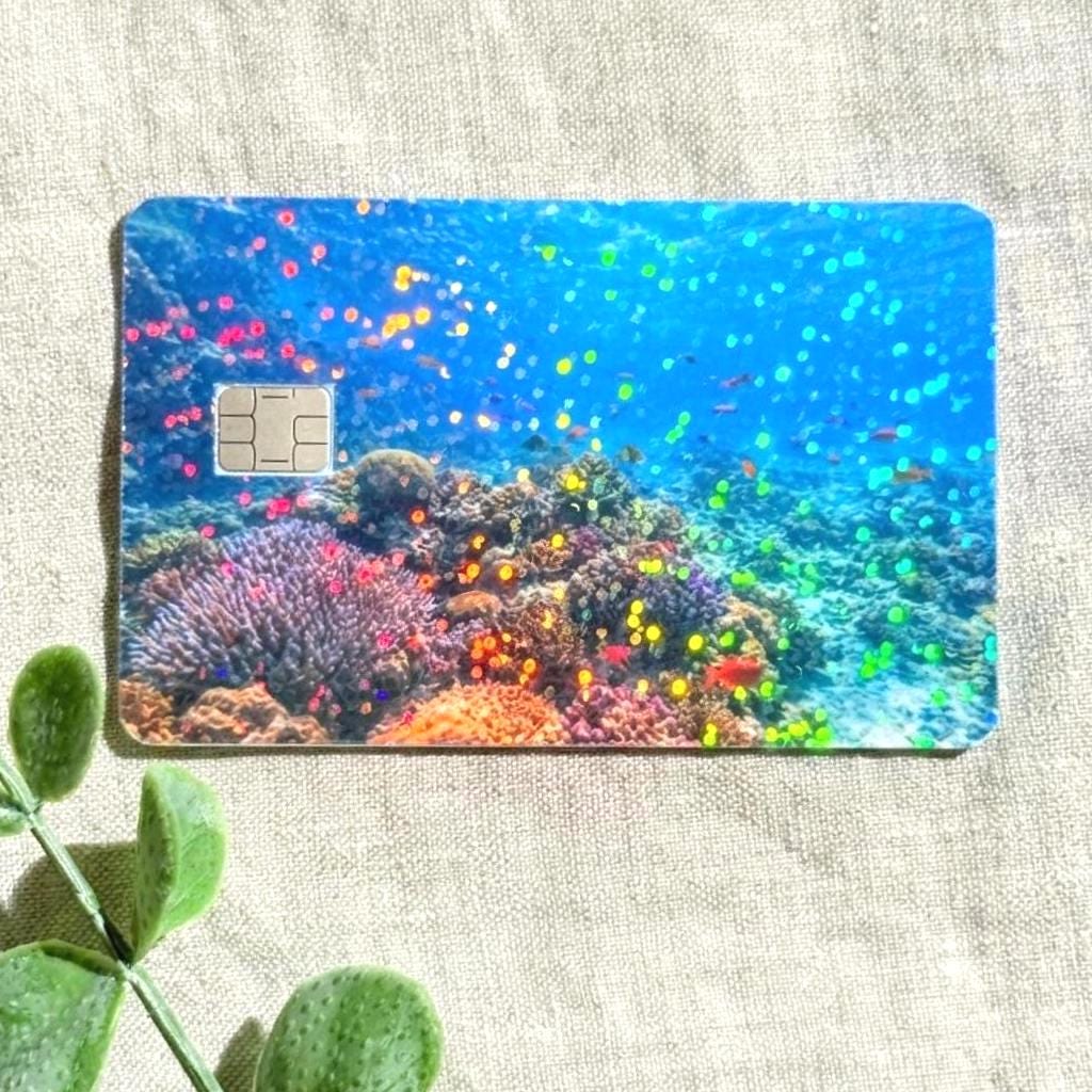 Ocean Coral Reef Debit Card Skin, Waterproof or Holographic Vinyl __etsy:8156308445