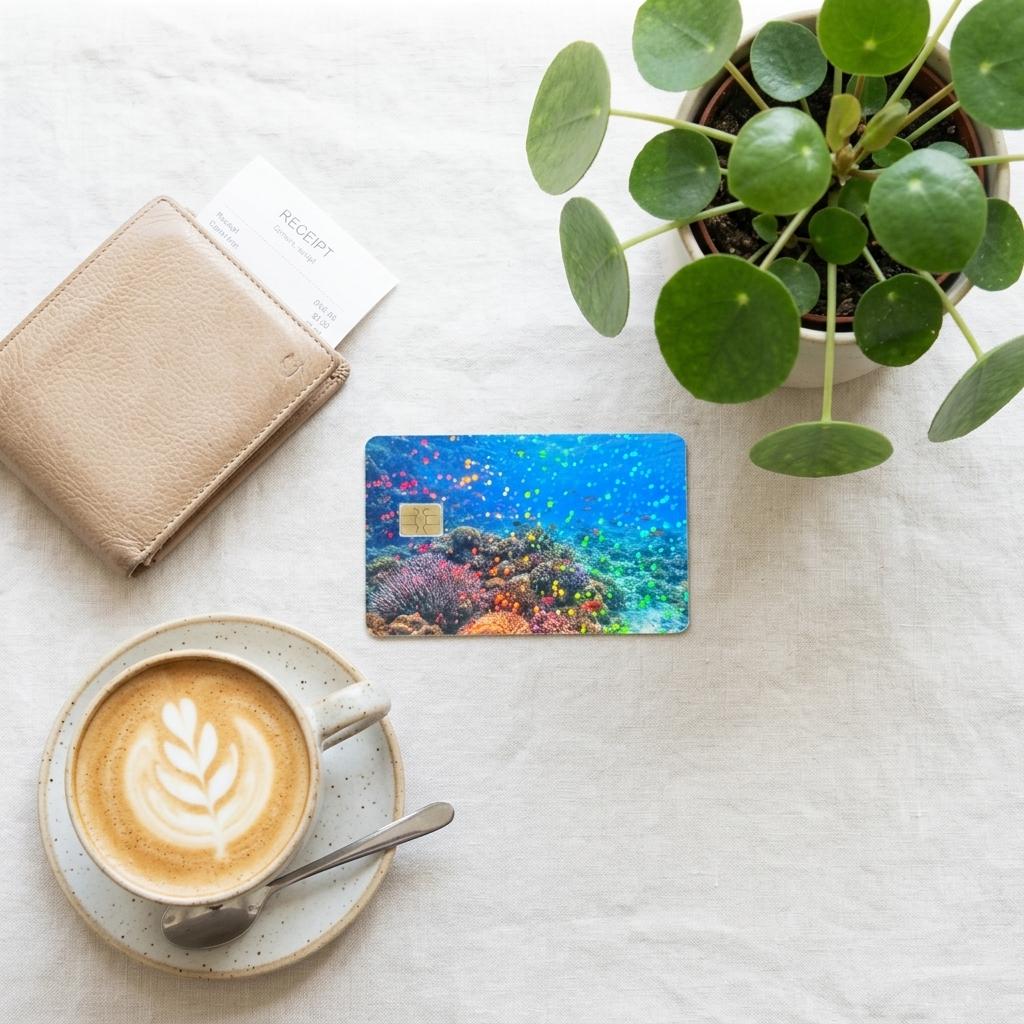 Ocean Coral Reef Debit Card Skin, Waterproof or Holographic Vinyl __etsy:8108394332