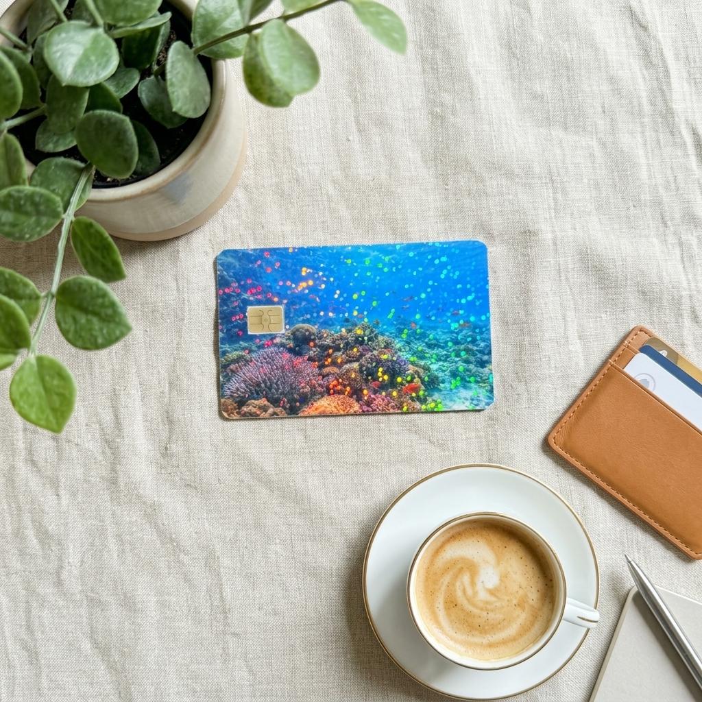 Ocean Coral Reef Debit Card Skin, Waterproof or Holographic Vinyl __etsy:8156301395