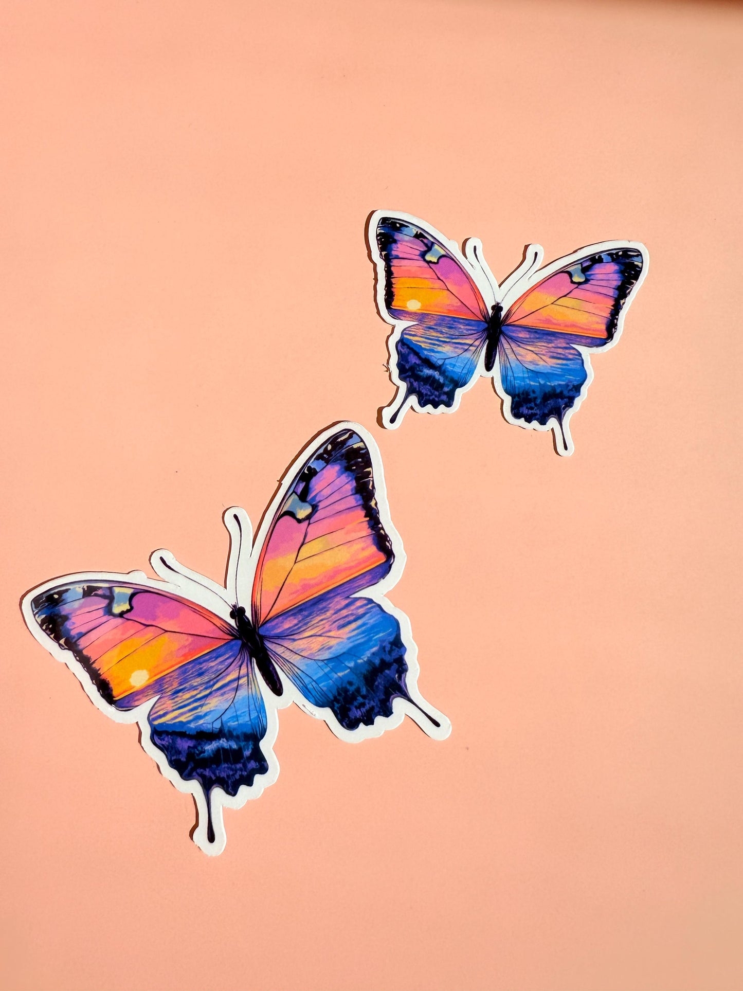 Ocean Sunset Butterfly Sticker: Waterproof Vinyl Decal for Laptop, Tumbler __etsy:6912258616