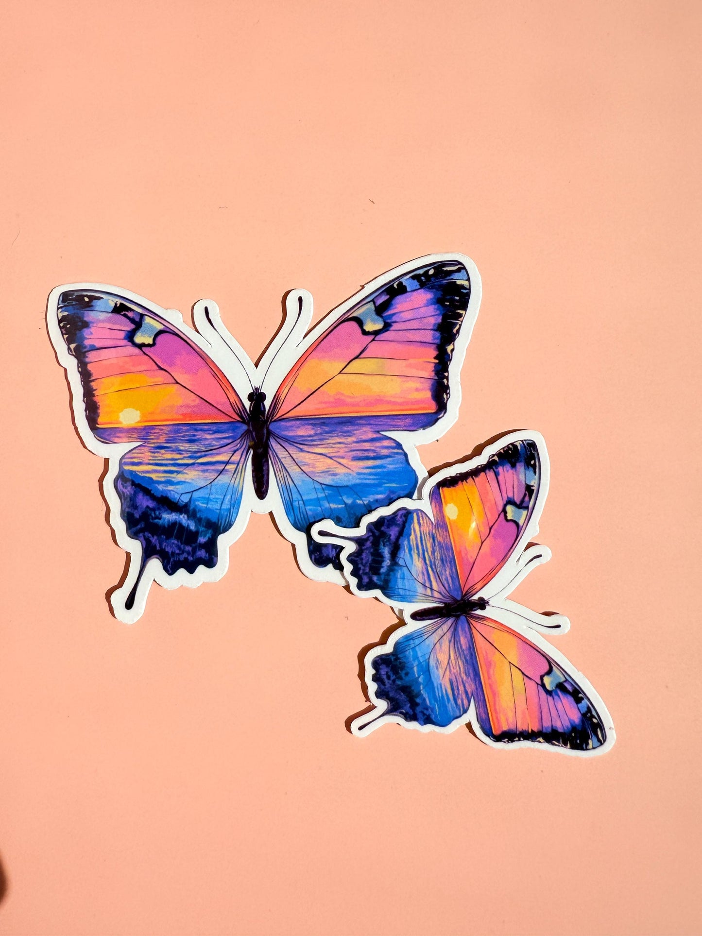Ocean Sunset Butterfly Sticker: Waterproof Vinyl Decal for Laptop, Tumbler __etsy:6912258706