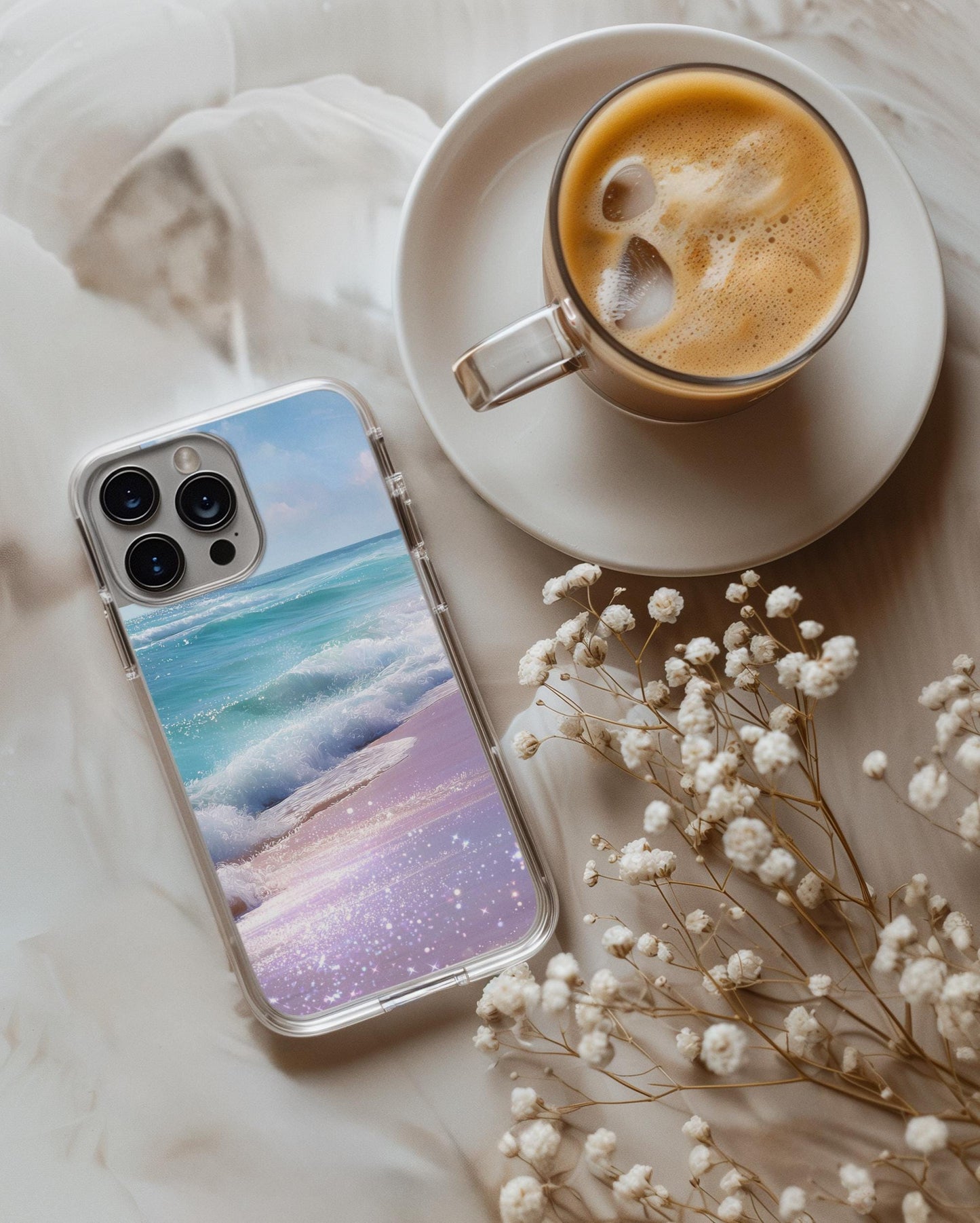 Ocean Wave Phone Insert, Beach Fantasy Clear Case Art, Bookish Reader Gift, Mermaidcore Vinyl __etsy:7734334605