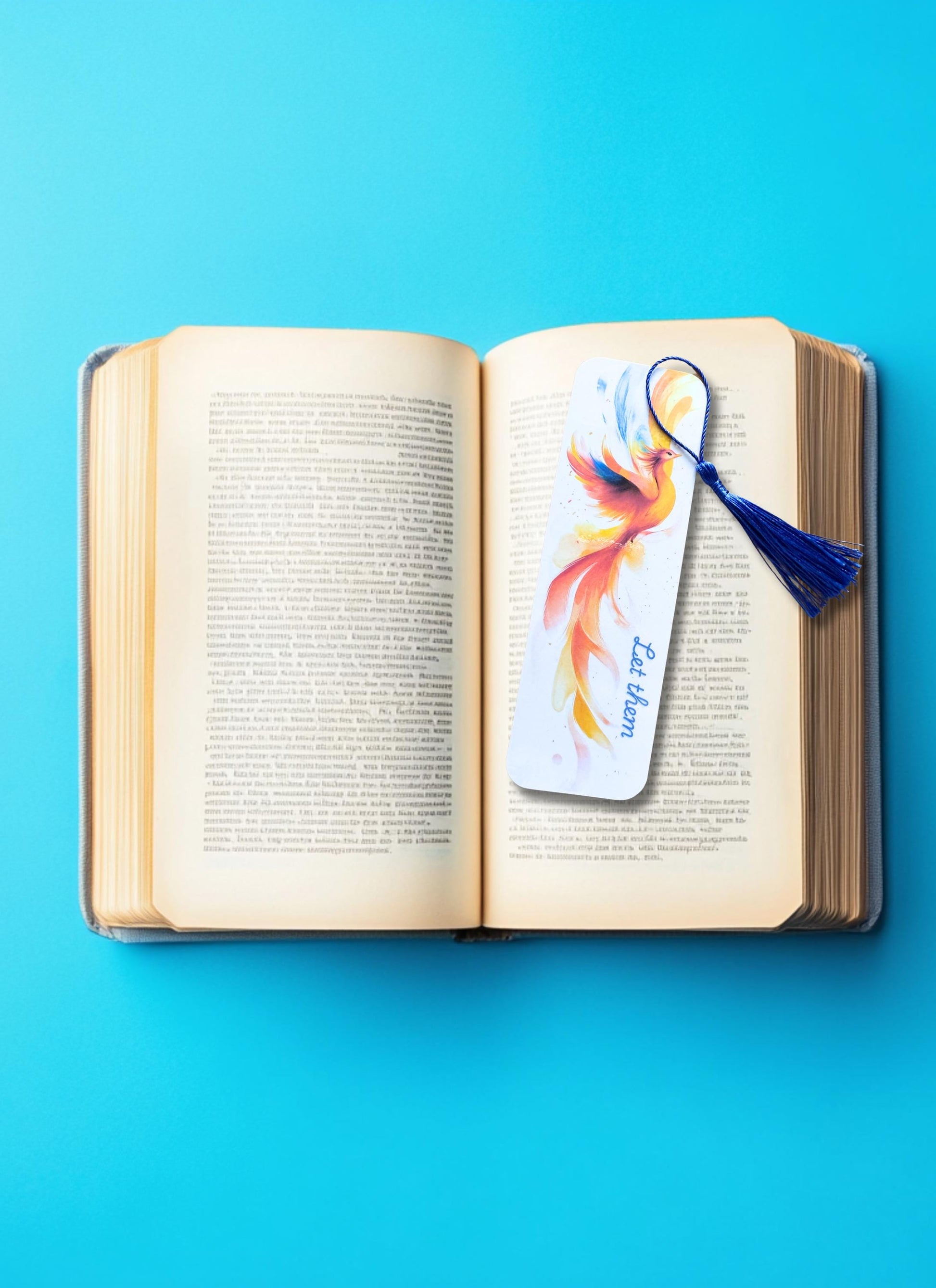 Phoenix Bookmark: Inspirational Rebirth Gift - Royal Blue Tassel __etsy:6780540138