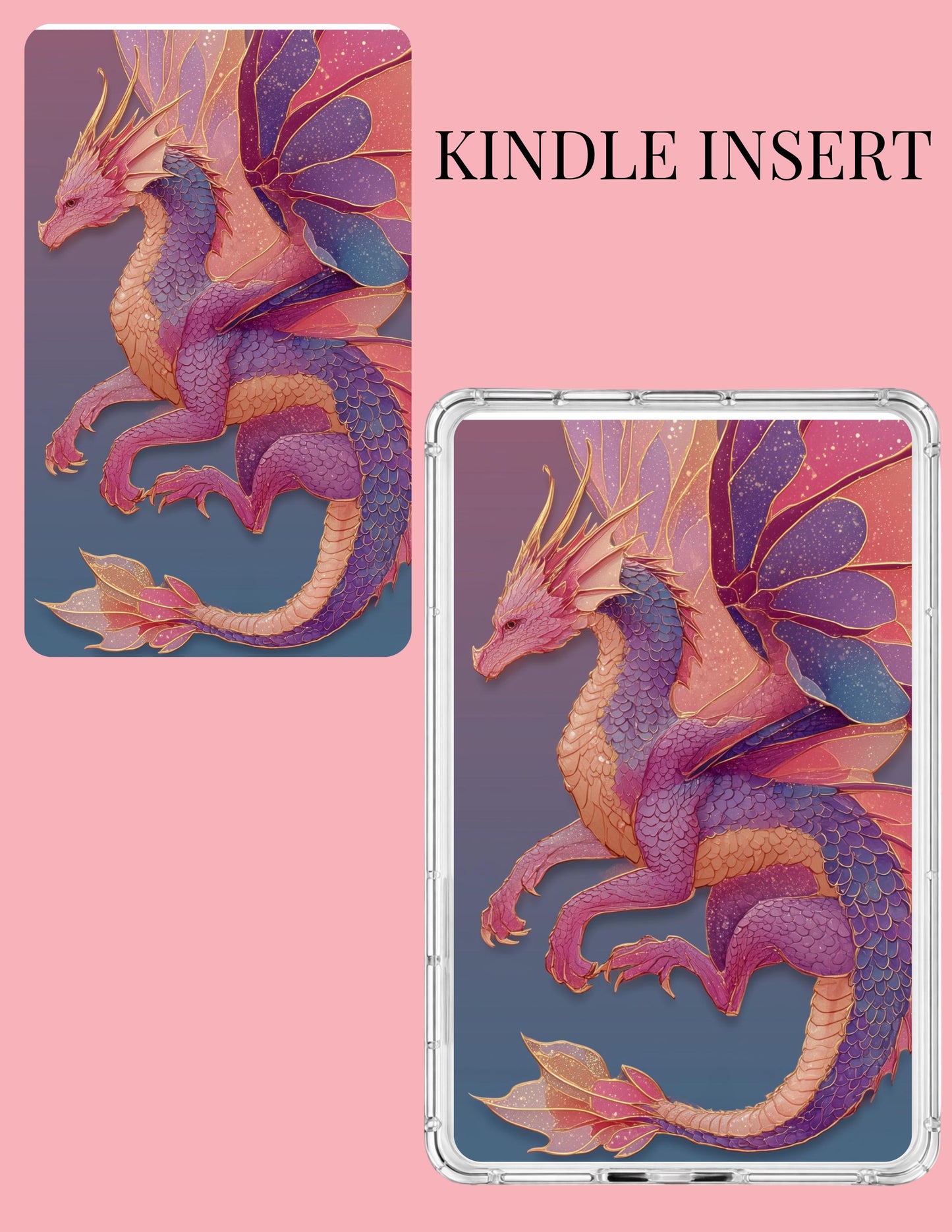 Pink Dragon Kindle Insert | Romantasy Wallpaper Pack | Dragon Romance Reader Gift | Booktok Bookish Decor __etsy:8015150434
