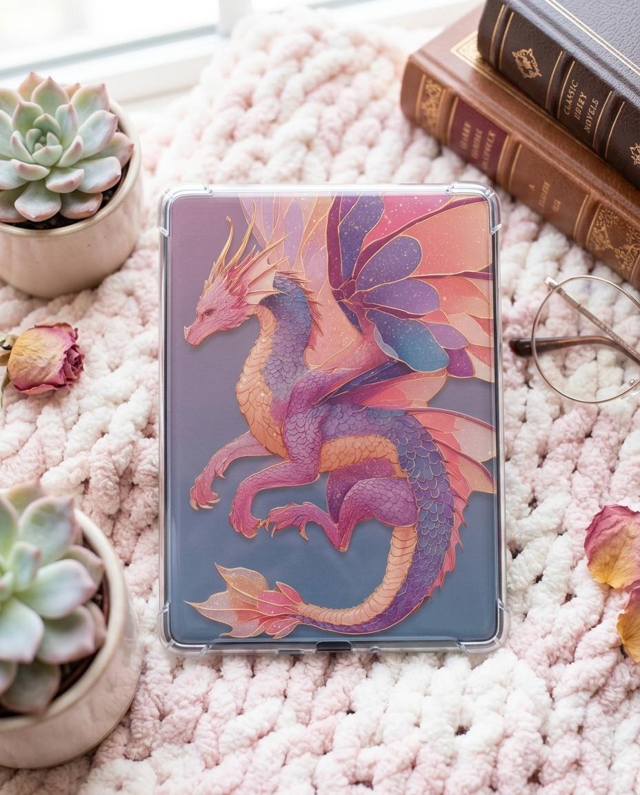 Pink Dragon Kindle Insert | Romantasy Wallpaper Pack | Dragon Romance Reader Gift | Booktok Bookish Decor __etsy:8063059841