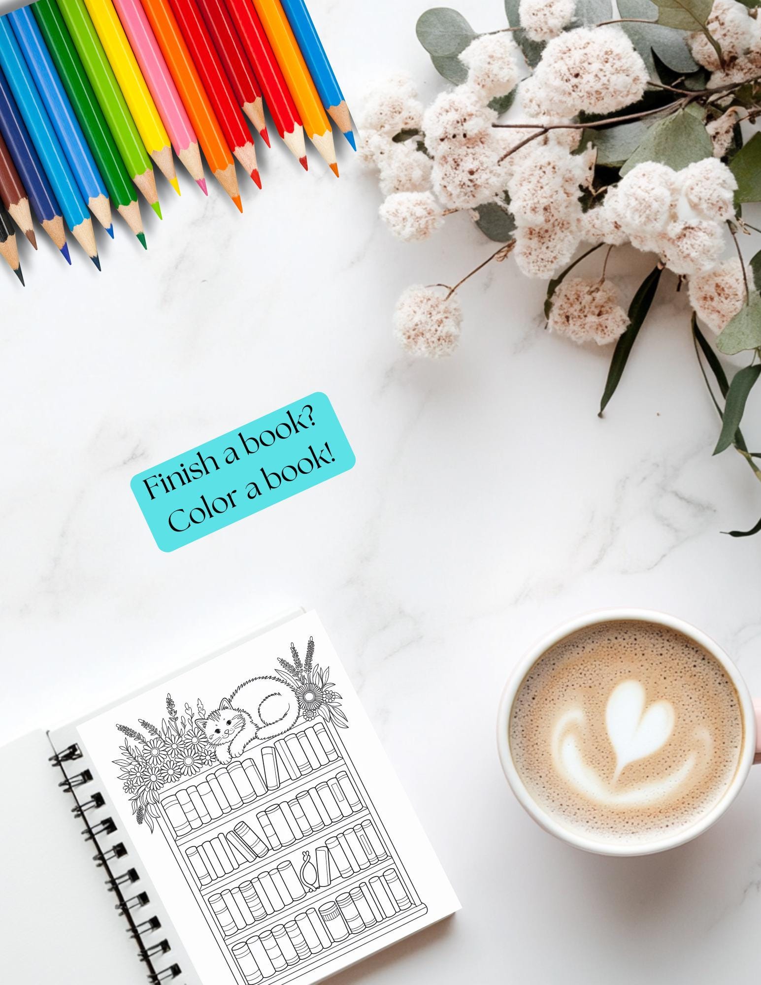 Printable Bookshelf Coloring Pages: Reading Tracker Bundle for Book Lovers - 7 Fun Journal Activities __etsy:6890534729