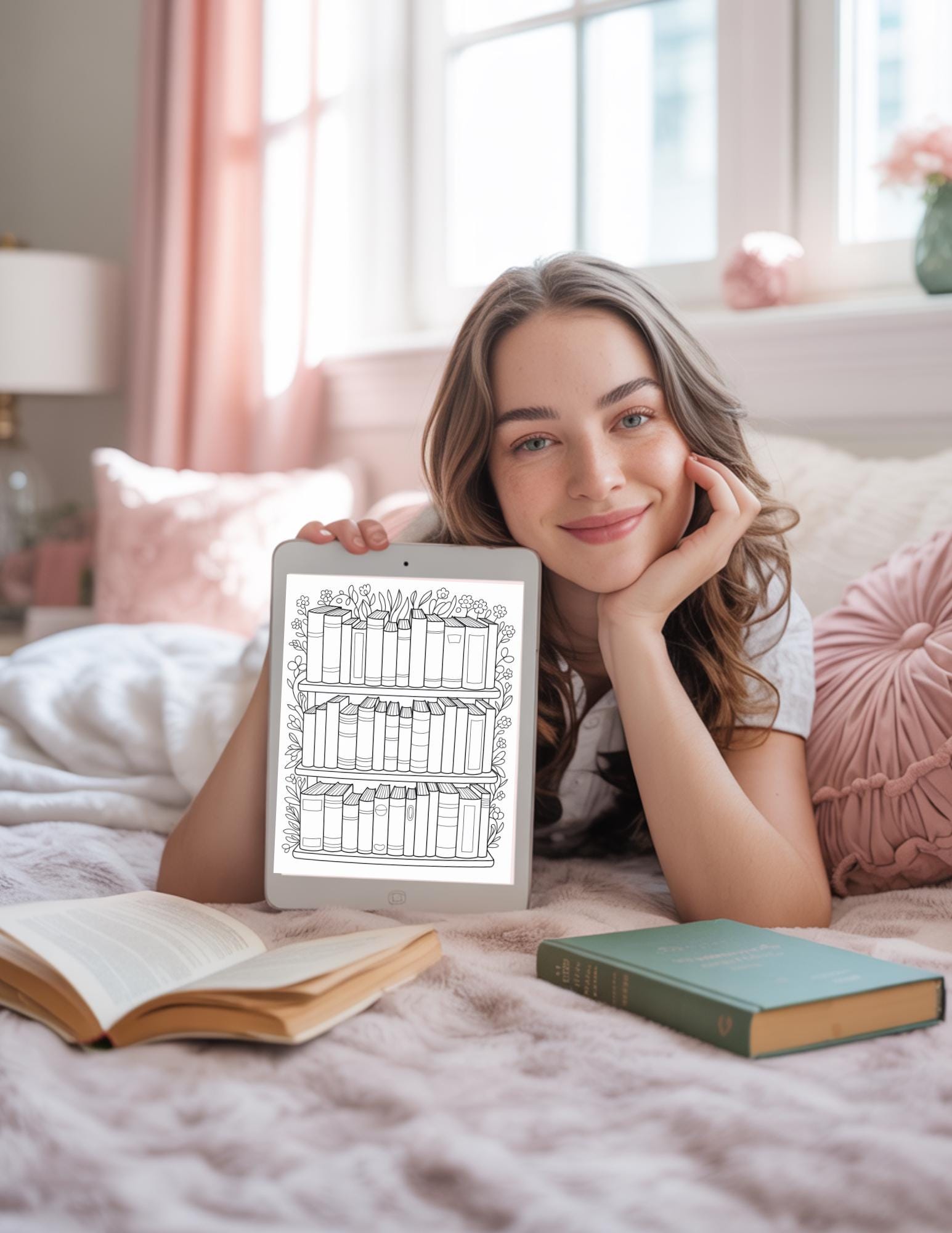 Printable Bookshelf Coloring Pages: Reading Tracker Bundle for Book Lovers - 7 Fun Journal Activities __etsy:6890534713