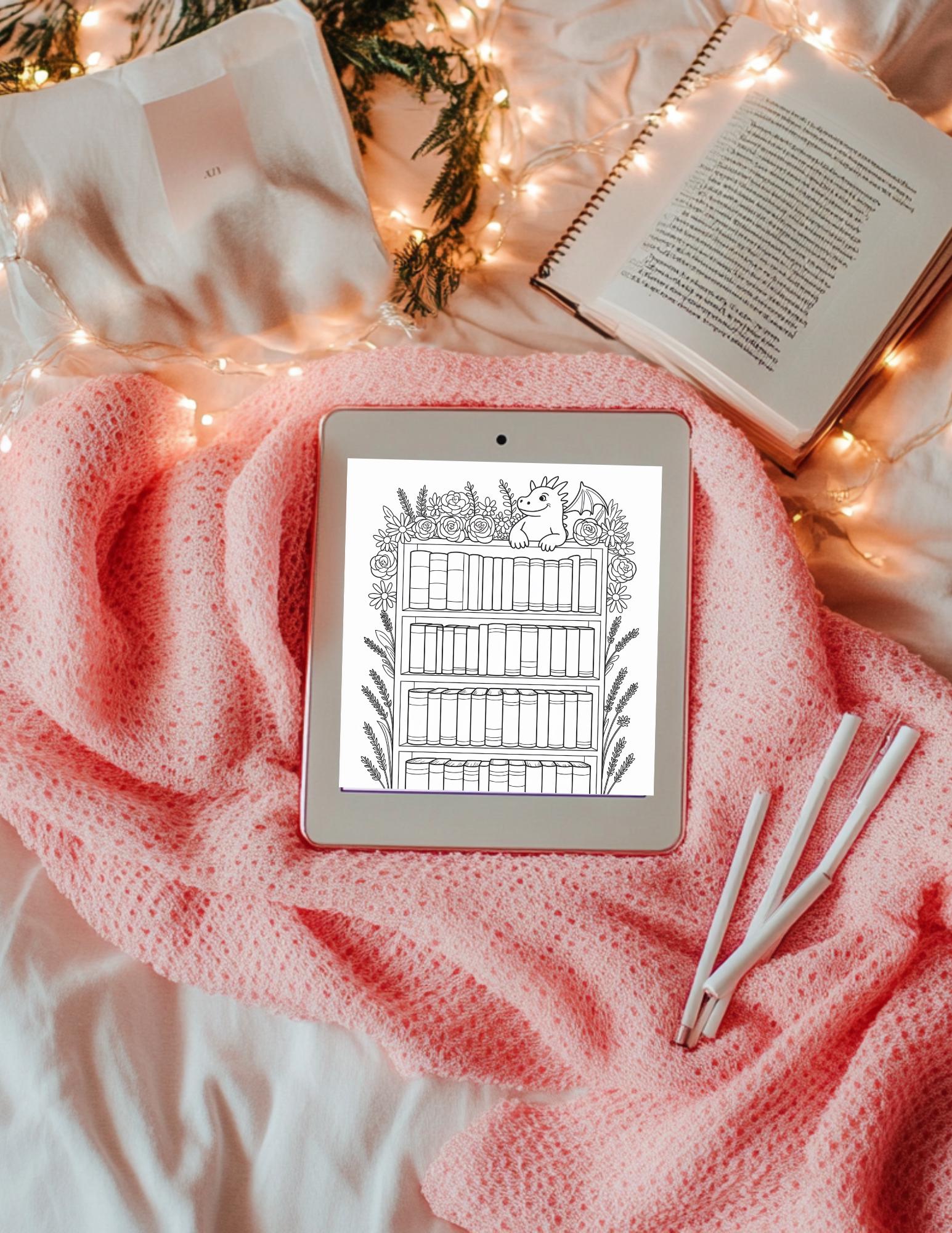 Printable Bookshelf Coloring Pages: Reading Tracker Bundle for Book Lovers - 7 Fun Journal Activities __etsy:6842561120
