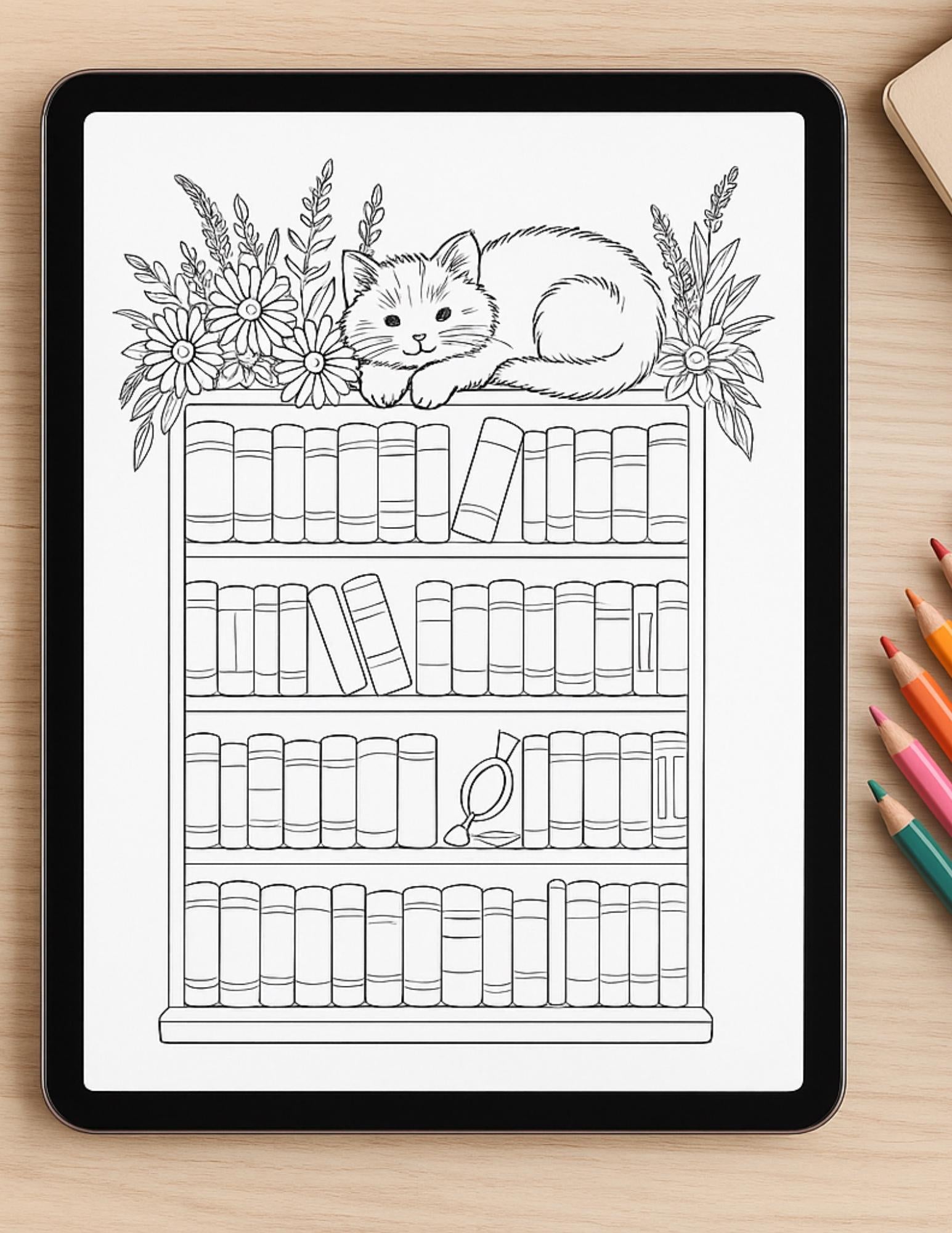 Printable Bookshelf Coloring Pages: Reading Tracker Bundle for Book Lovers - 7 Fun Journal Activities __etsy:6842561110