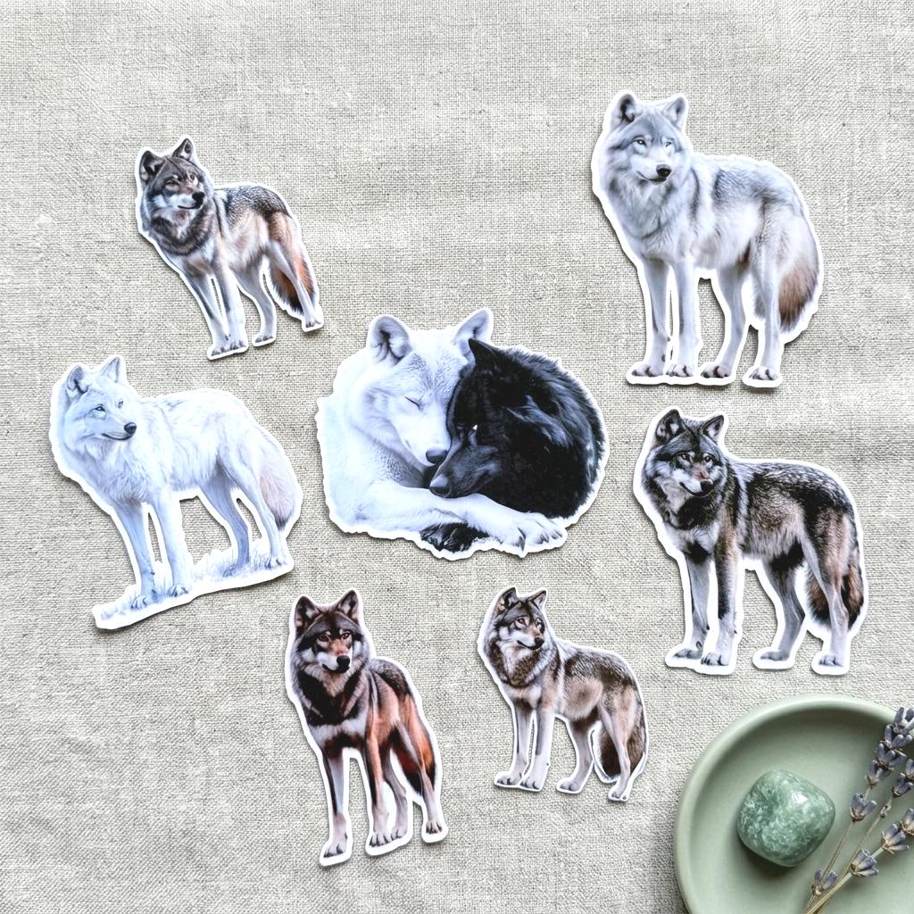 Realistic Wolf Stickers Pack: Vinyl Decals for Laptop, Water Bottle __etsy:8109229316