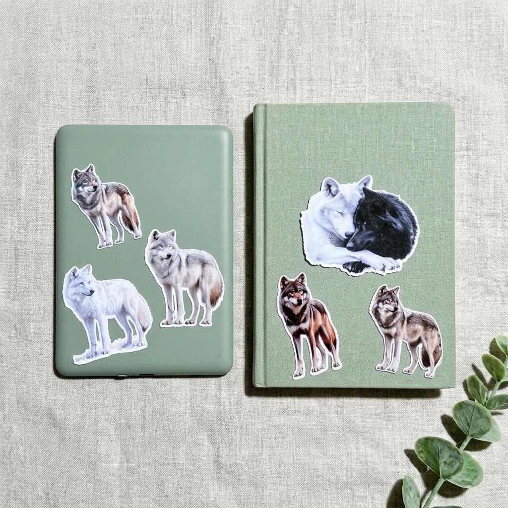 Realistic Wolf Stickers Pack: Vinyl Decals for Laptop, Water Bottle __etsy:8109288420