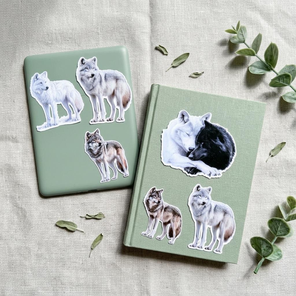Realistic Wolf Stickers Pack: Vinyl Decals for Laptop, Water Bottle __etsy:8157194087