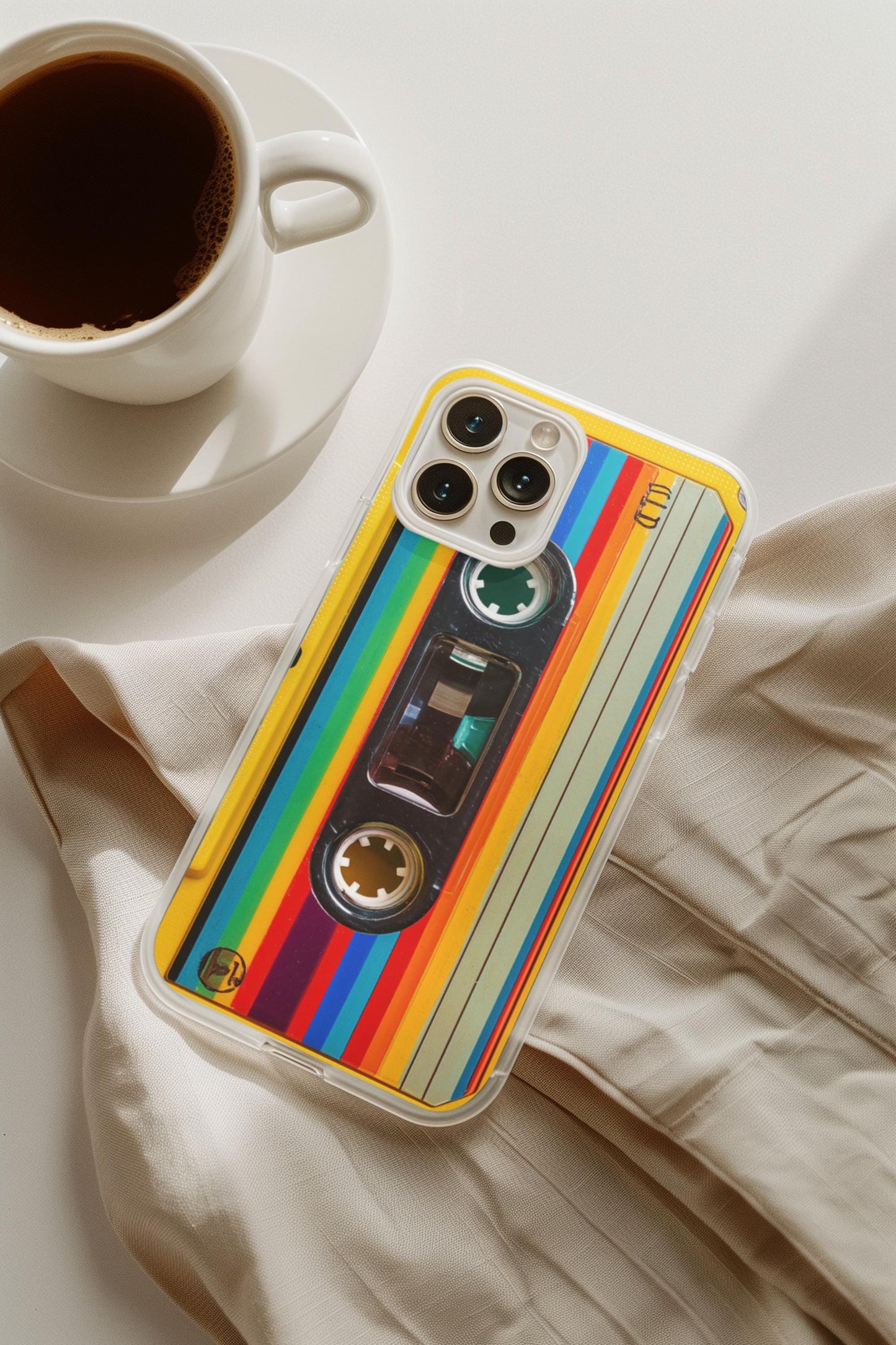 Cassette tape phone insert shown inside a clear case by The Sticker Era __etsy:7686650874