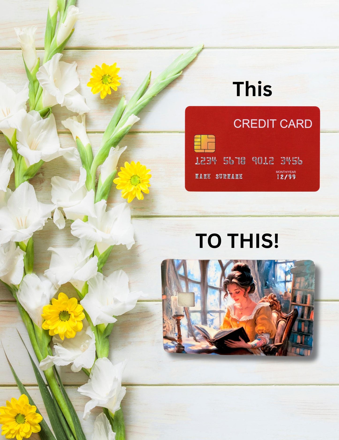 Romantic Reader Debit Card Skin: Book Lover Vinyl Sticker __etsy:6912972165
