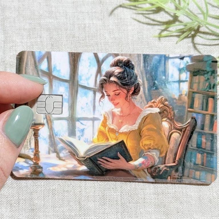 Romantic Reader Debit Card Skin: Book Lover Vinyl Sticker __etsy:8156119489