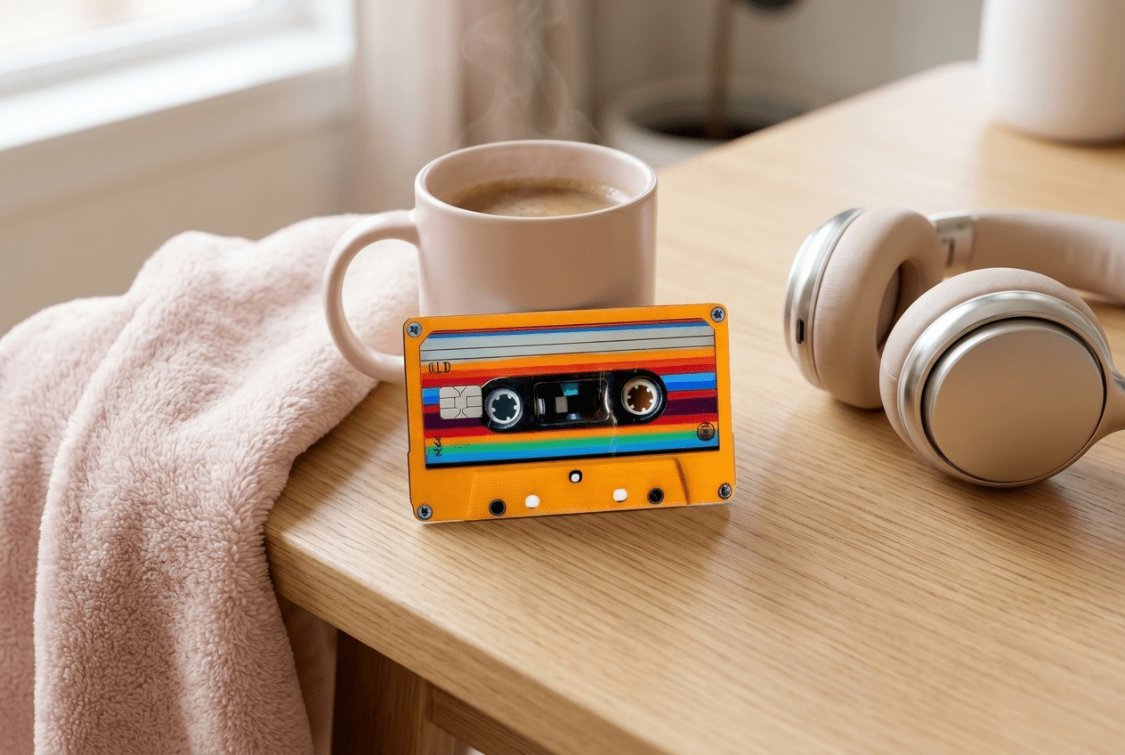 Retro Cassette Debit Card Skin – 80s Aesthetic Vinyl Card Cover – Sticker Era by The Sticker Era