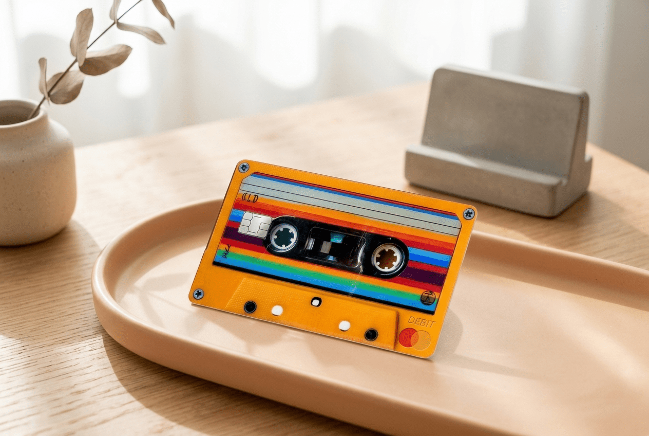 Retro Cassette Debit Card Skin – 80s Aesthetic Vinyl Card Cover – Sticker Era by The Sticker Era