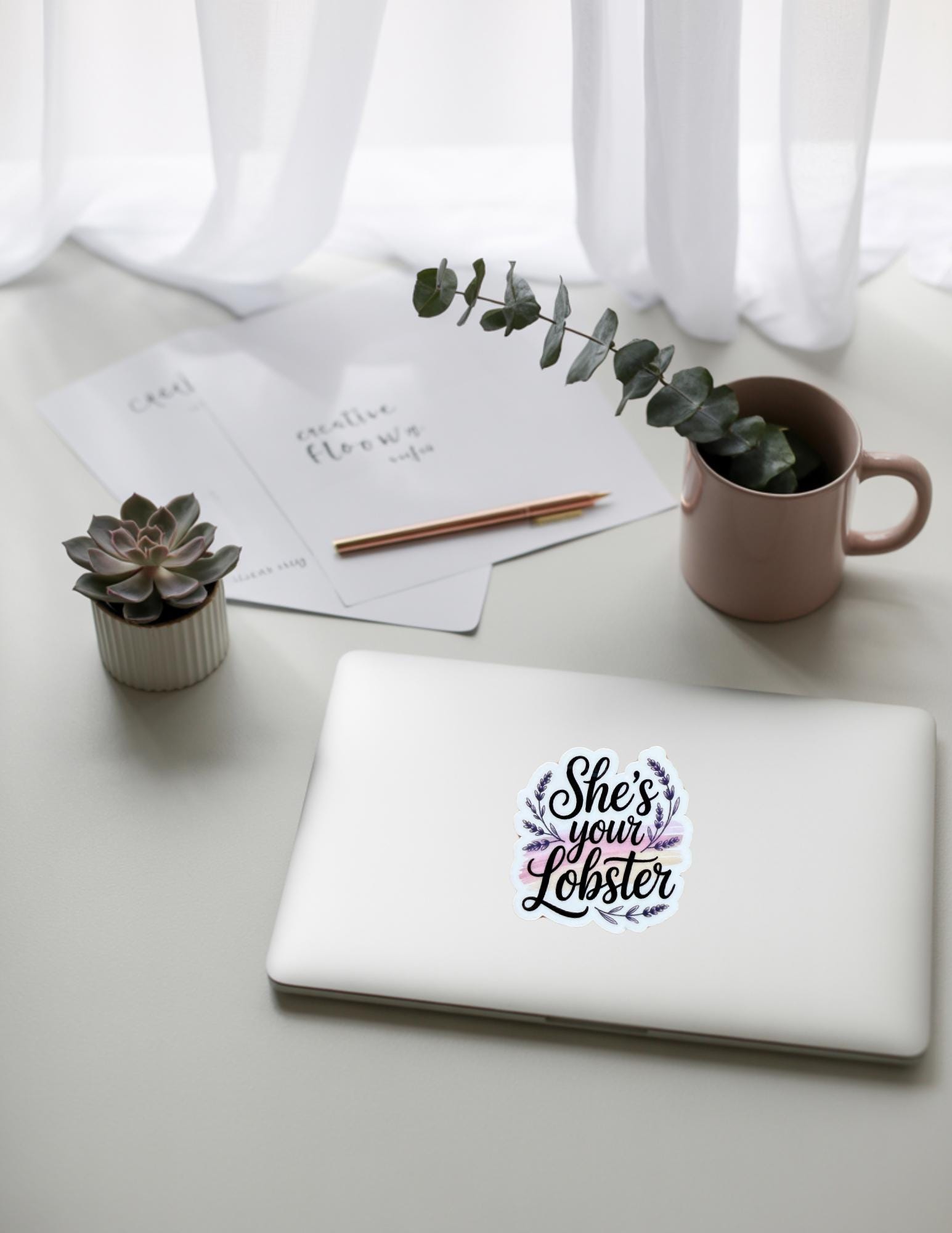 She’s Your Lobster Sticker – Funny Vinyl Decal for Fans, Journals, Laptops & Romantic Gifts __etsy:6853076024