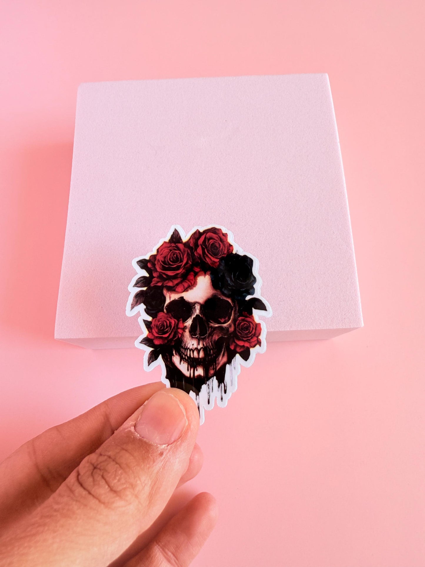 Skull and Roses Sticker | Waterproof Vinyl Decal for Dark Romance Readers __etsy:6929600589