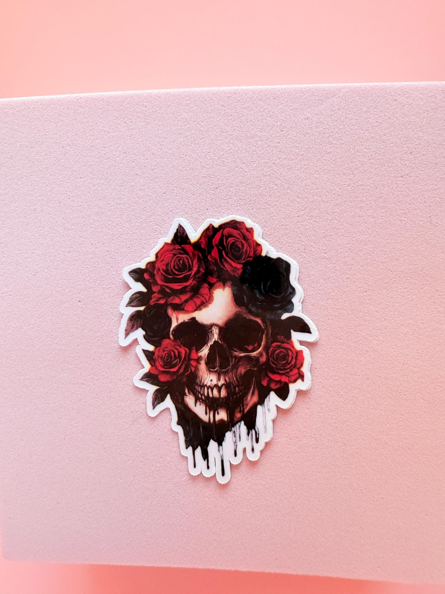 Skull and Roses Sticker | Waterproof Vinyl Decal for Dark Romance Readers __etsy:6881617790