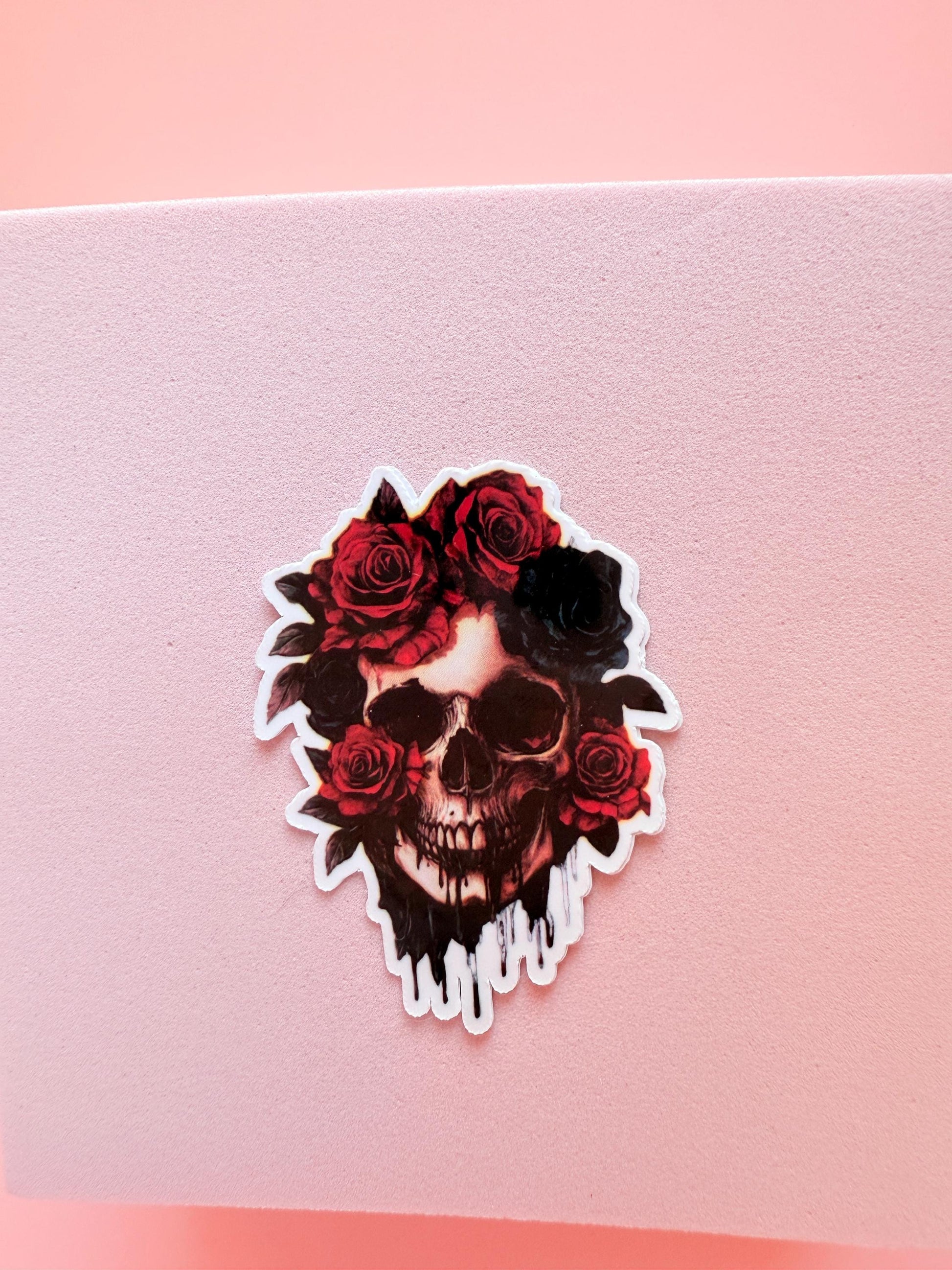 Skull and Roses Sticker | Waterproof Vinyl Decal for Dark Romance Readers __etsy:6881617790