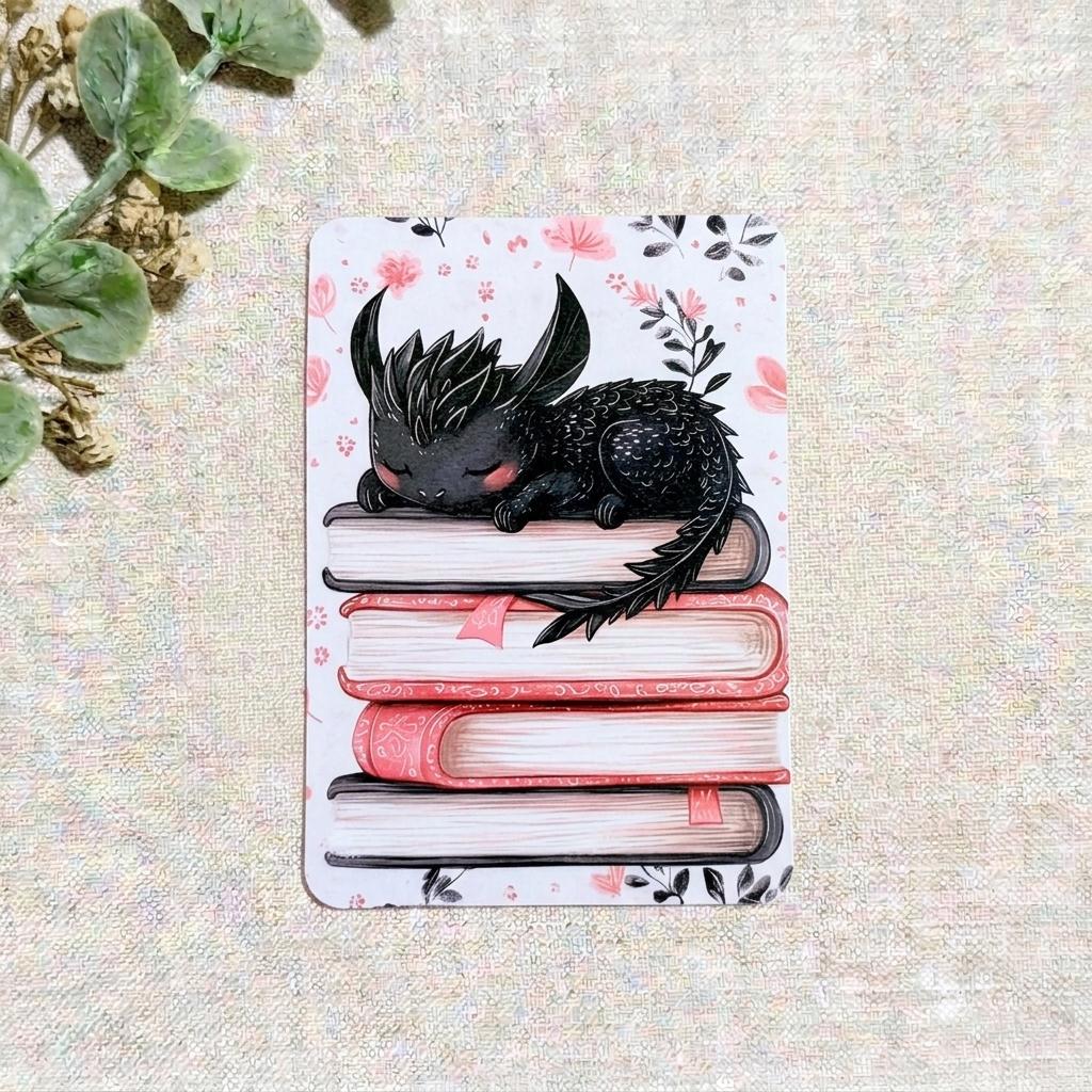 Sleepy Dragon Kindle Insert: Cozy Fantasy Book Stack Decor __etsy:8156909777