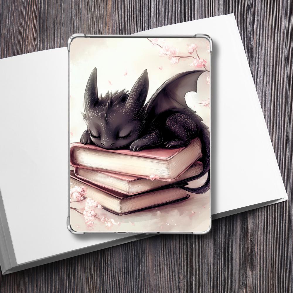 Sleepy Dragon Kindle Insert: Cozy Fantasy Book Stack Decor __etsy:7628545054