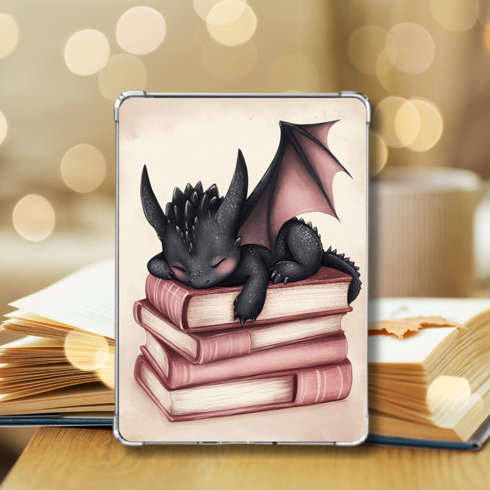Sleepy Dragon Kindle Insert: Cozy Fantasy Book Stack Decor __etsy:7676494855