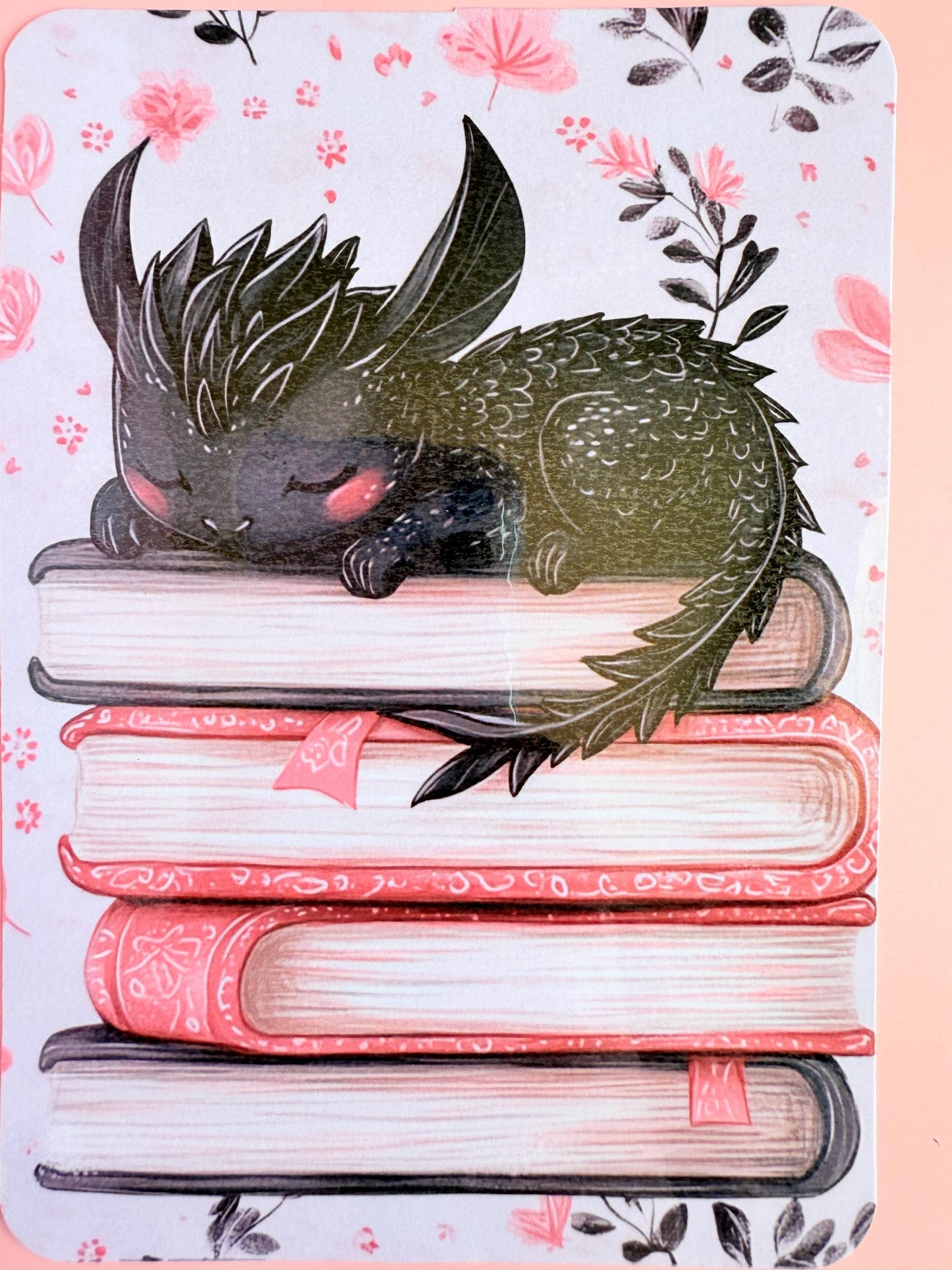 Sleepy Dragon Kindle Insert: Cozy Fantasy Book Stack Decor __etsy:6929522399