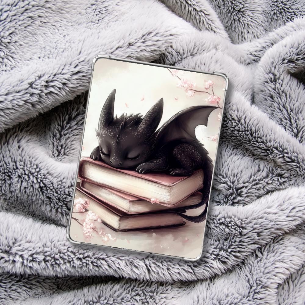 Sleepy Dragon Kindle Insert: Cozy Fantasy Book Stack Decor __etsy:7676494737