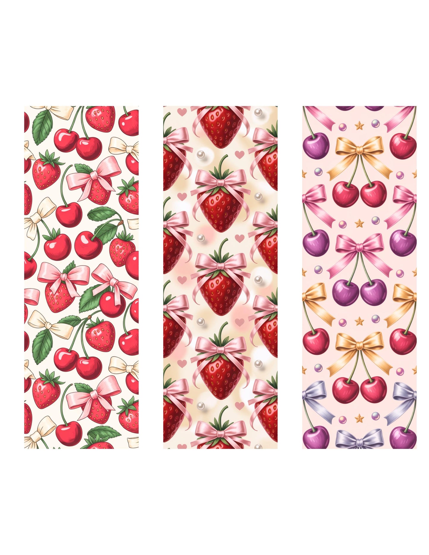 Strawberry Cherry Bookmark Set | Bows (PDF Download __etsy:7003335929
