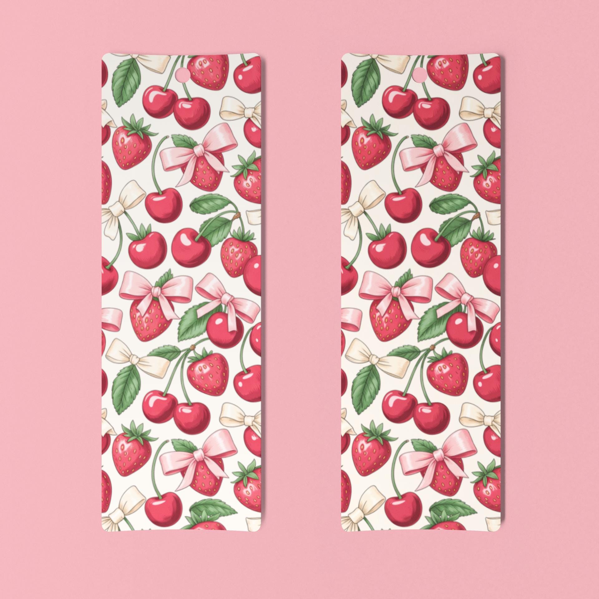 Strawberry Cherry Bookmark Set | Bows (PDF Download __etsy:7003335931