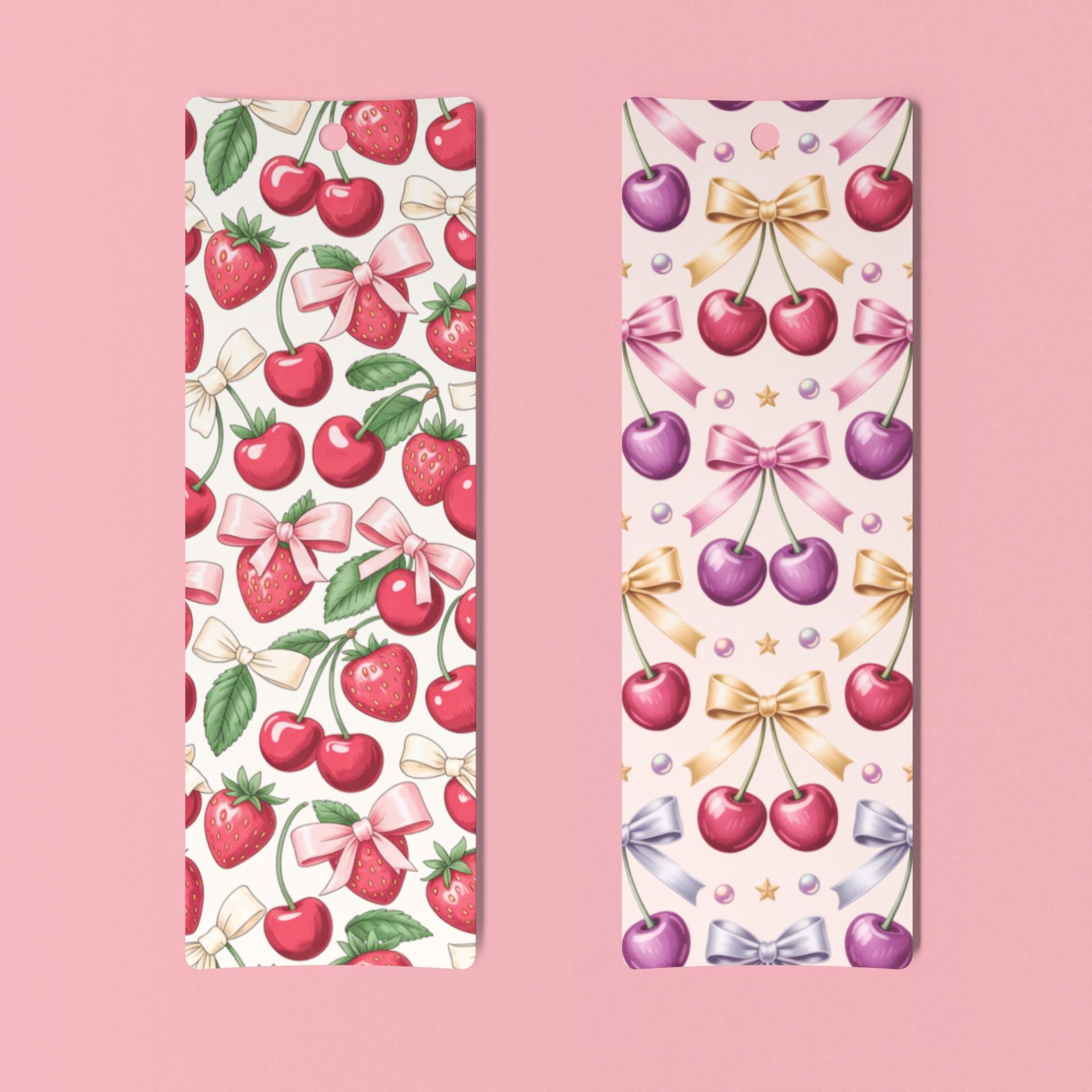 Strawberry Cherry Bookmark Set | Bows (PDF Download __etsy:7003335927