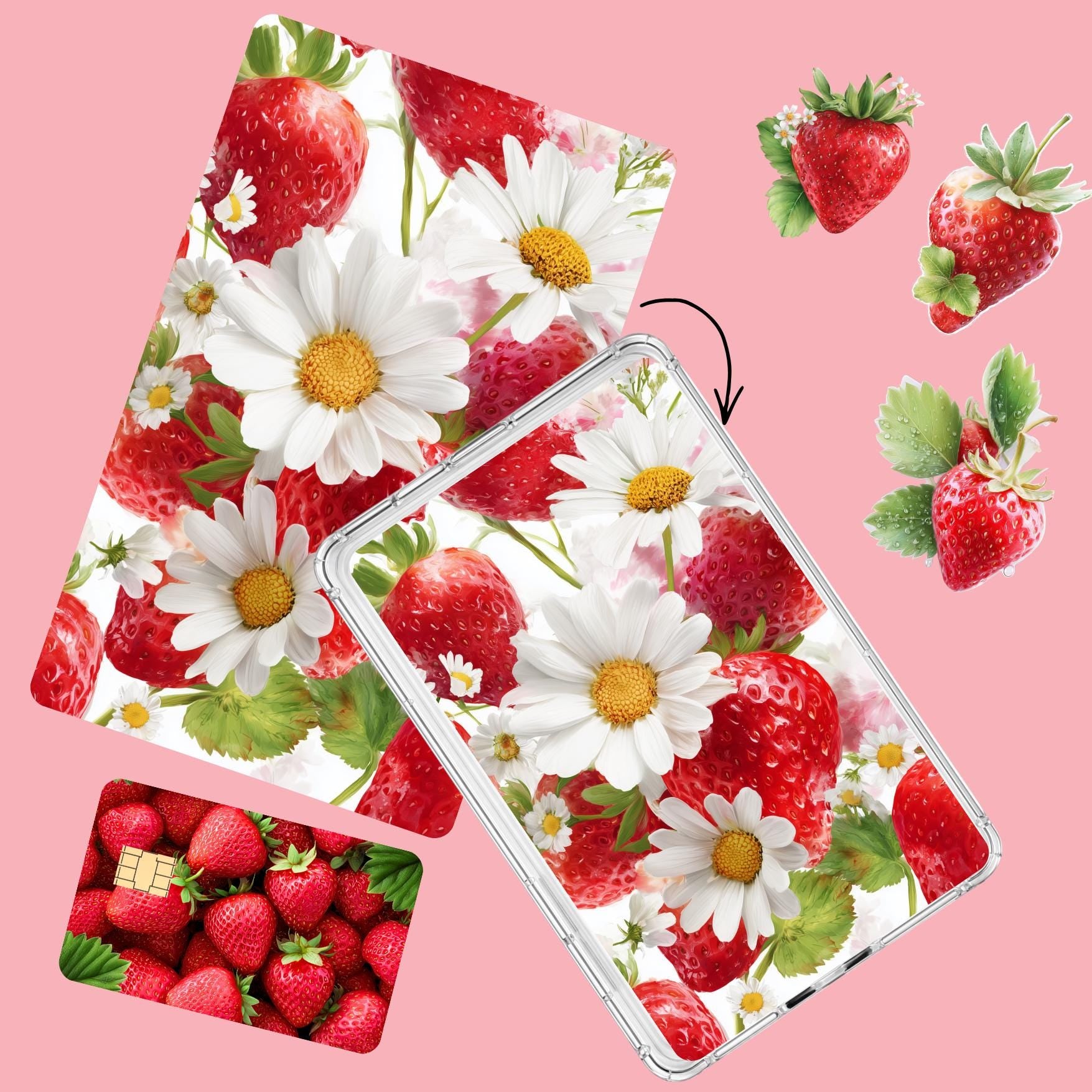 Strawberry & Daisy Collection Bundle — Stickers | Kindle Insert | Card Skins __etsy:7807850341