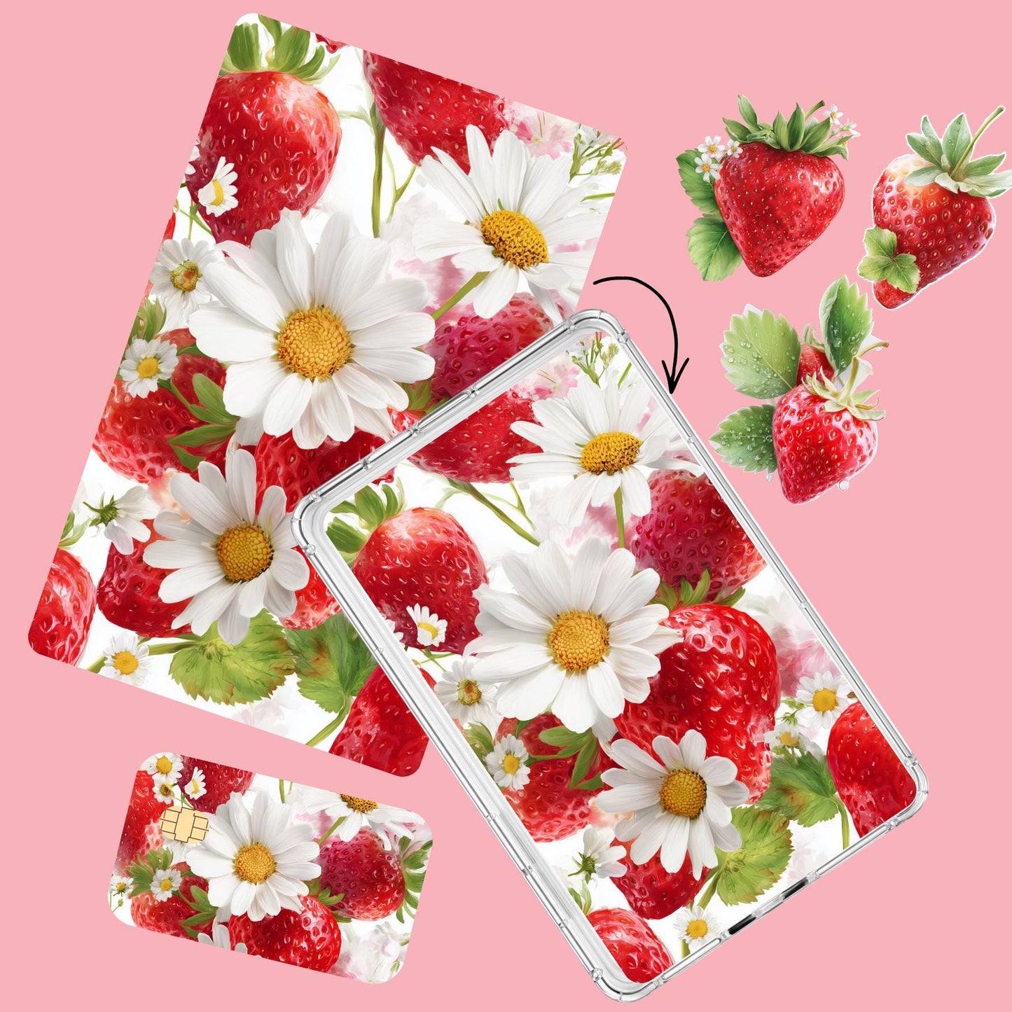 Strawberry & Daisy Collection Bundle — Stickers | Kindle Insert | Card Skins __etsy:7807850339