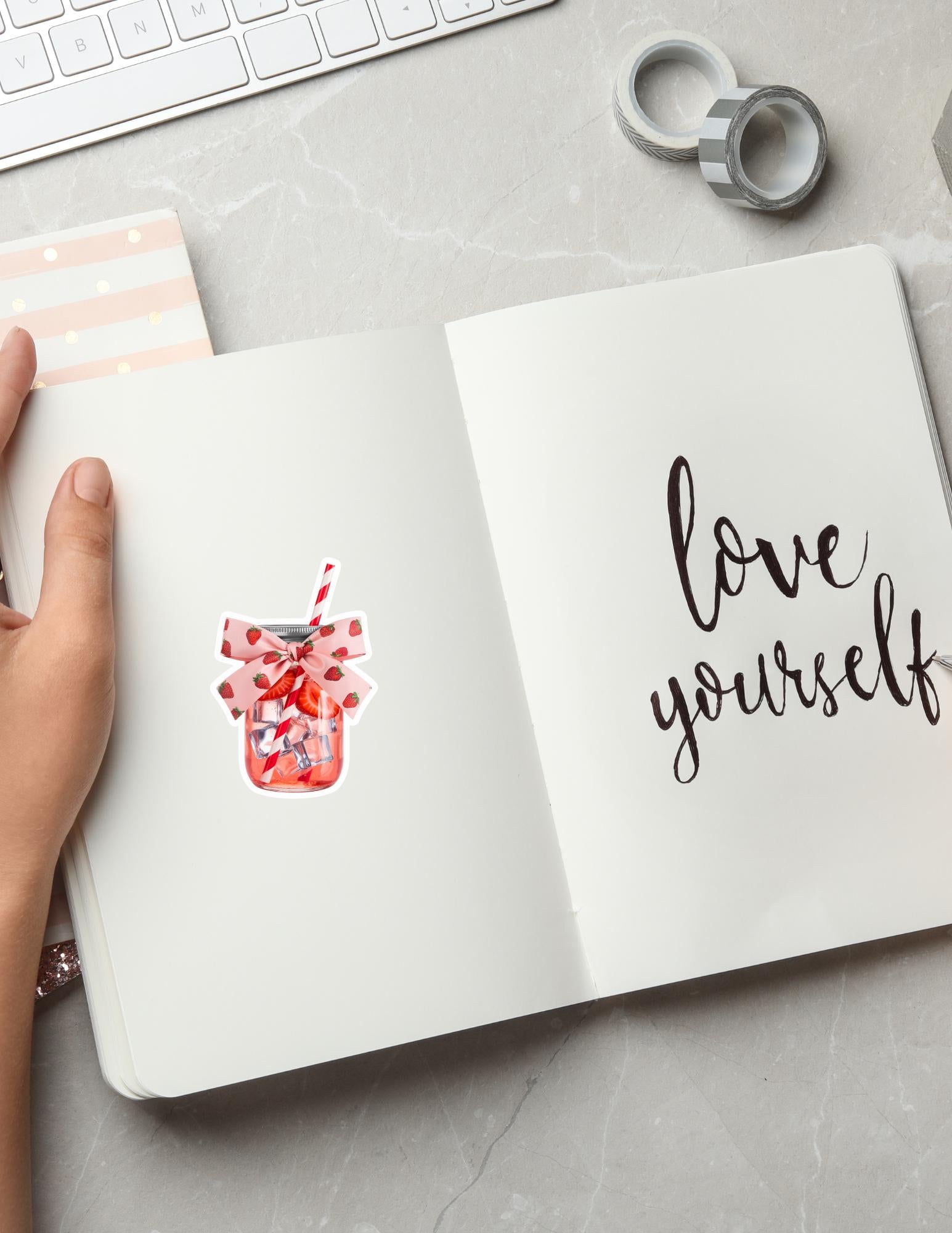 Strawberry Drink Vinyl Sticker – Mason Jar Decal __etsy:6894139131