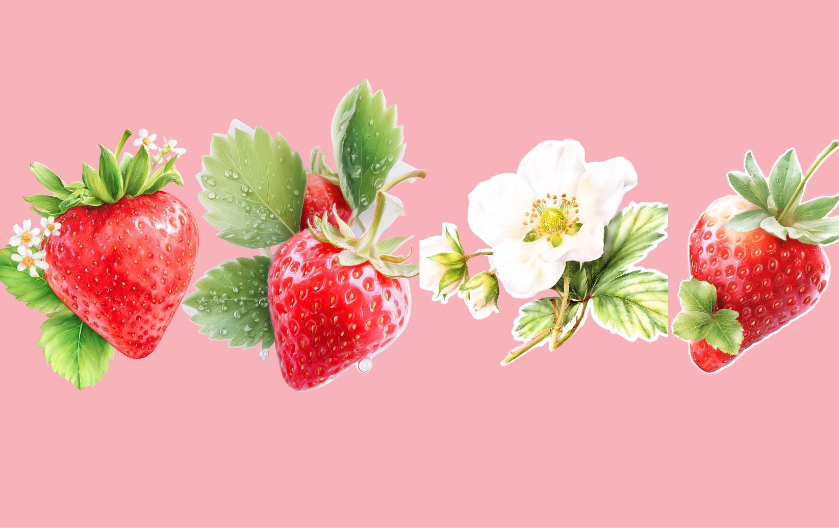 Strawberry Vinyl Sticker Pack — Waterproof Berry & Blossom Decals __etsy:7759844866