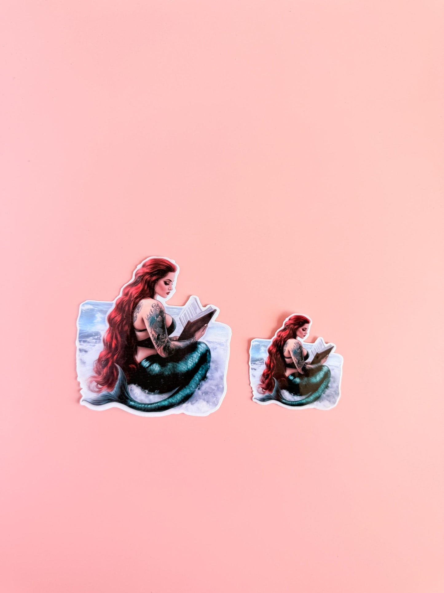 Tattooed Mermaid Reading Sticker: Dark Romance Bookish Decal __etsy:6892961788