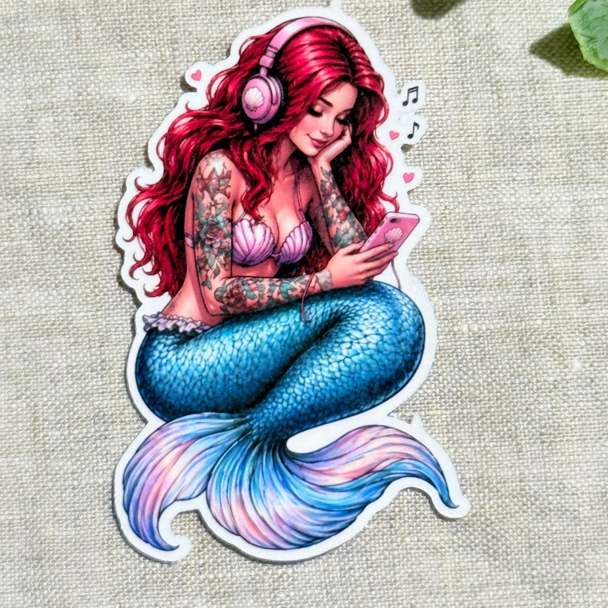 Tattooed Mermaid Reading Sticker, Romantasy Bookish Vinyl Decal __etsy:8108669840