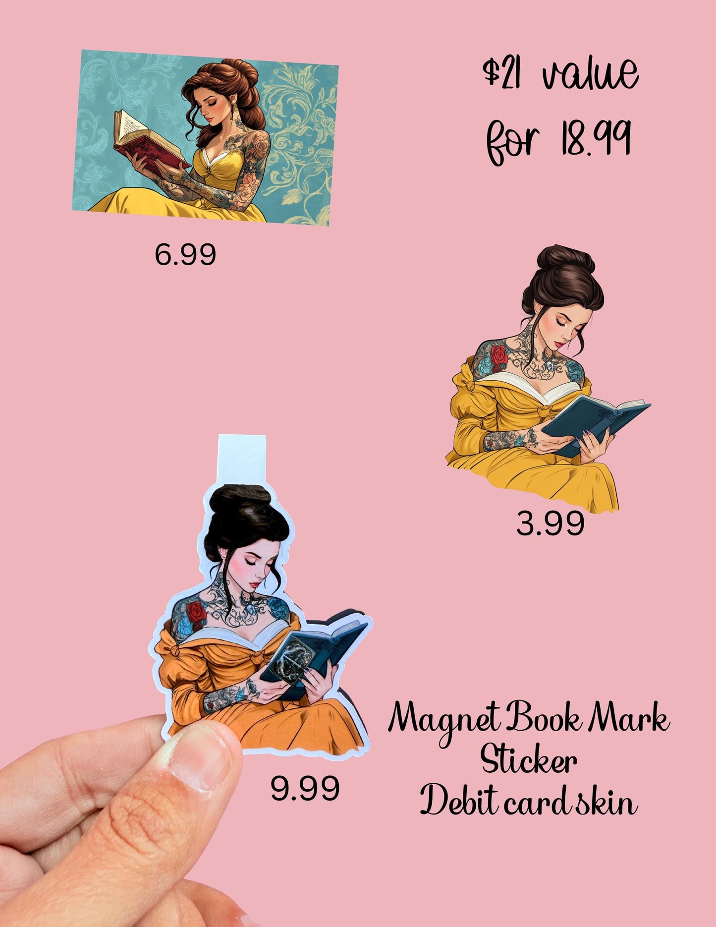 Tattooed Princess Magnetic Bookmark: Fantasy Reader Gift __etsy:7013215666