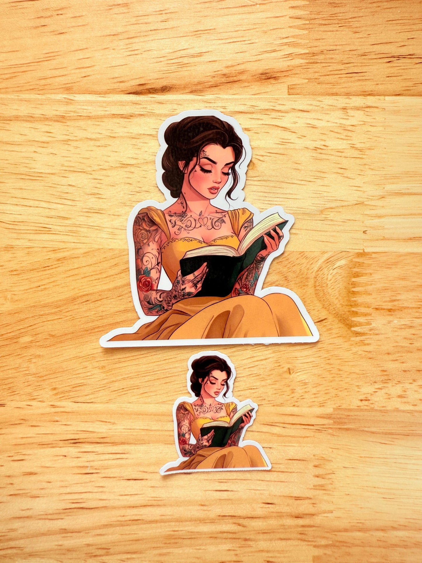 Tattooed Princess Reading Sticker | Bookish Vinyl Decal | Romantasy Kindle Decal | Booktok Reader Gift __etsy:6849223195
