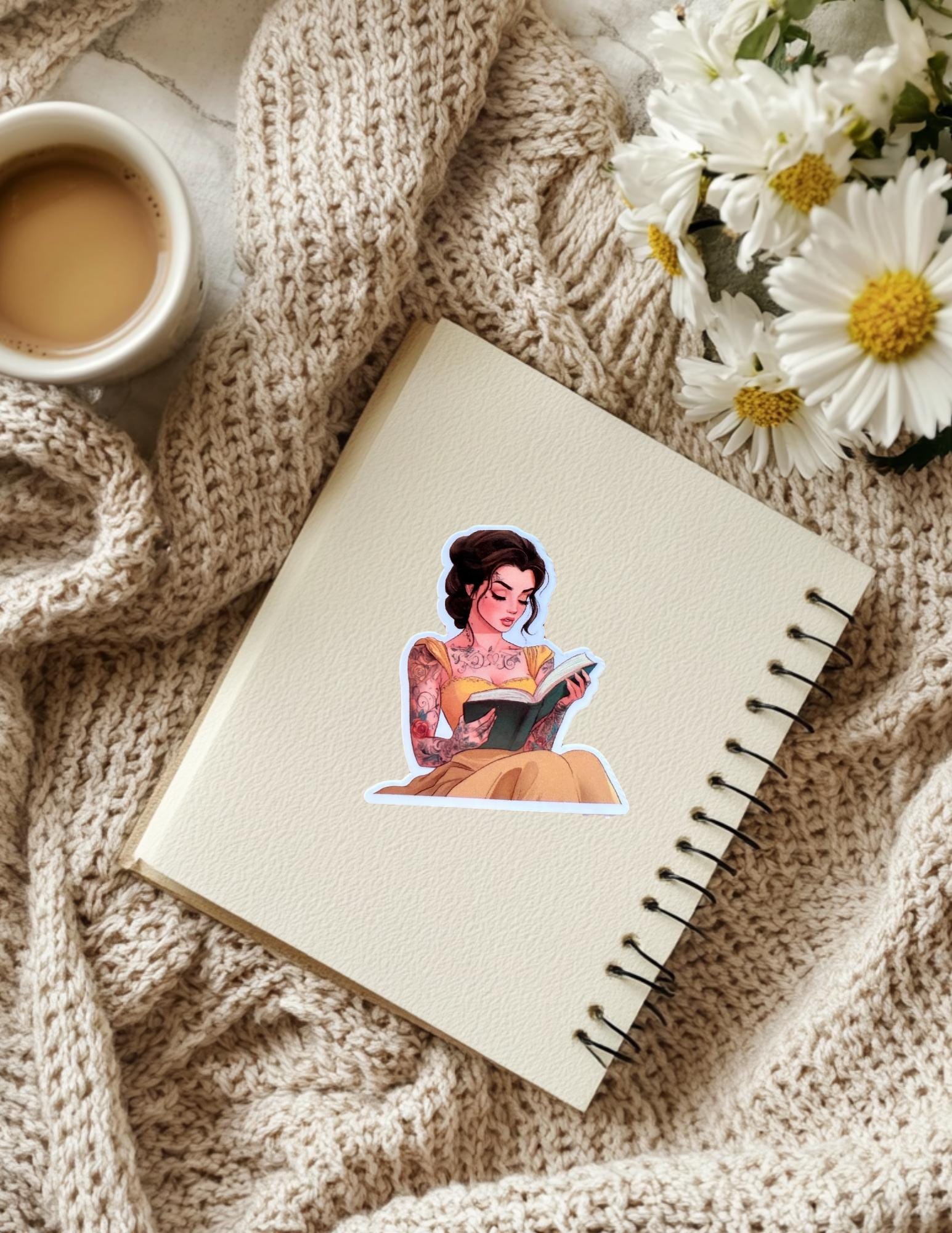 Tattooed Princess Reading Sticker | Bookish Vinyl Decal | Romantasy Kindle Decal | Booktok Reader Gift __etsy:6867836454
