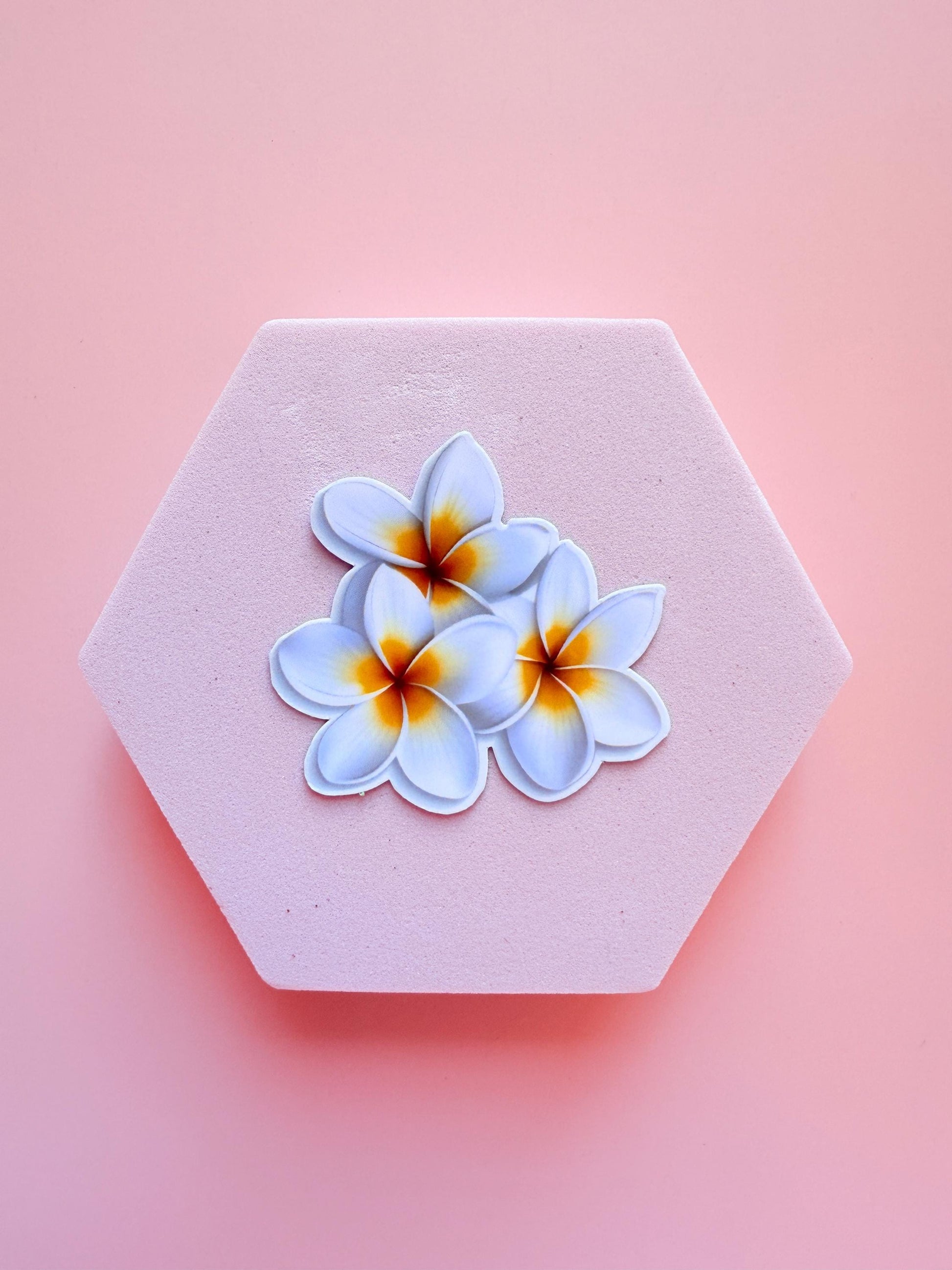 Tropical Plumeria Flower Sticker – Watercolor Vinyl Decal for Journals, Laptops & Planners __etsy:6929609979