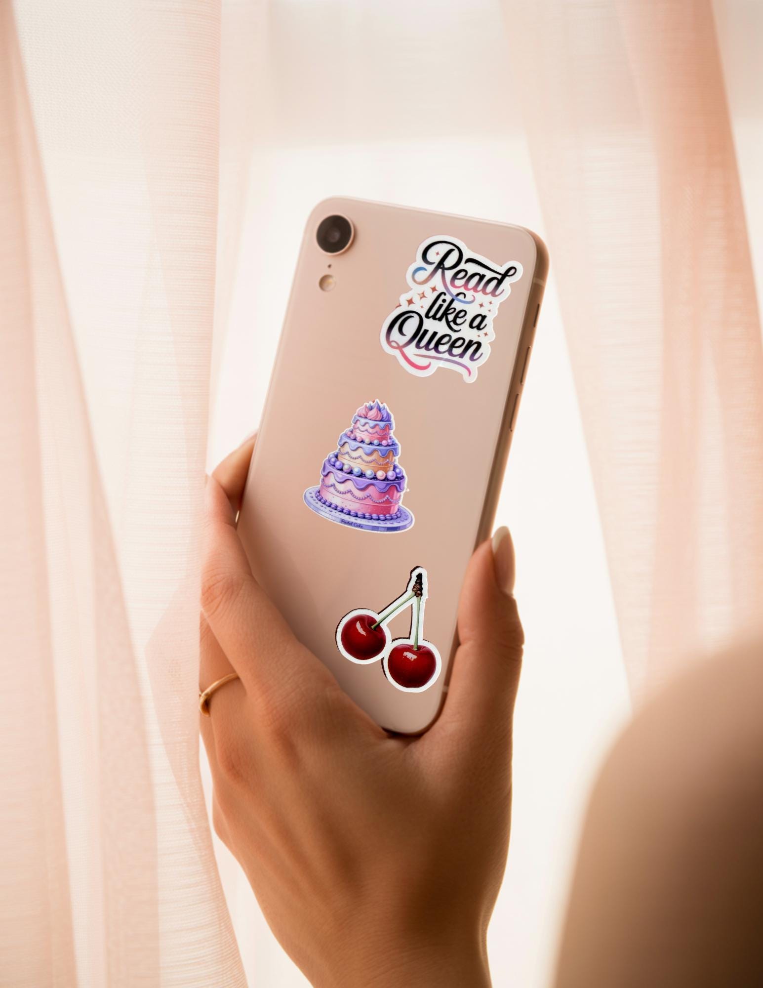 Whimsical Sticker Pack – Read Like a Queen, Cake & Clam Vinyl Decals for Bookish Fantasy Girls __etsy:6916954913