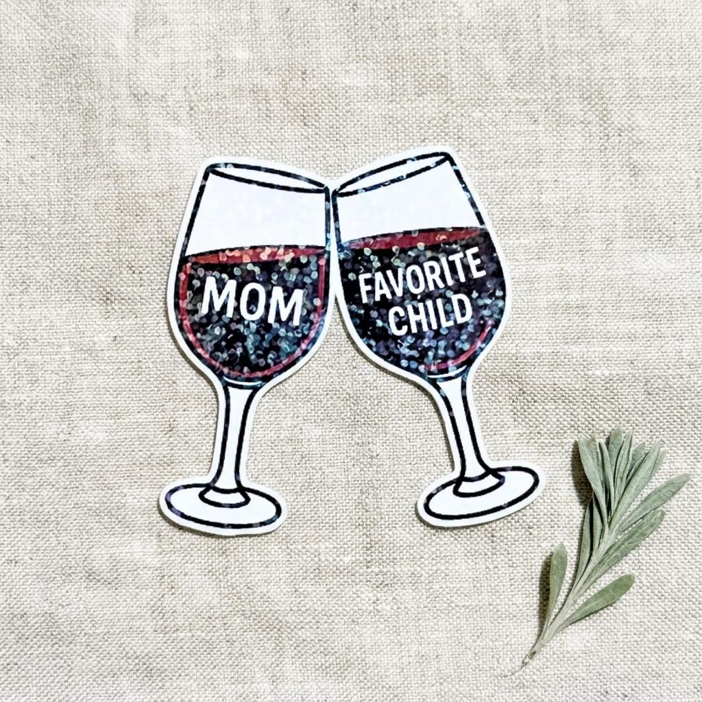 Wine Glass Sticker, Funny Mom Gift, Favorite Child Decal __etsy:8109697332