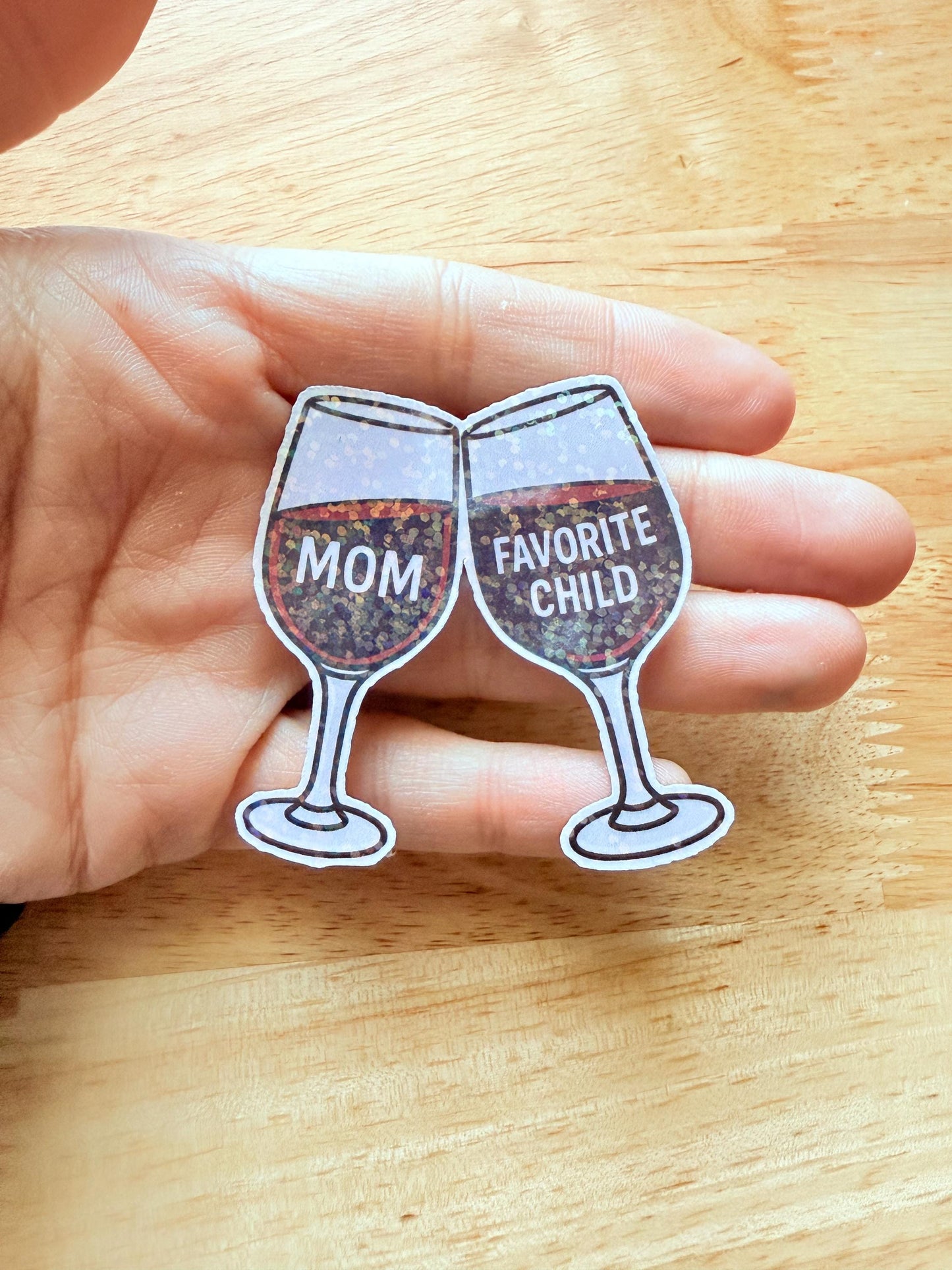 Wine Glass Sticker, Funny Mom Gift, Favorite Child Decal __etsy:6861249489
