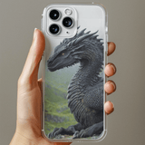 Ancient Black Dragon Phone Insert | Dark Fantasy Art for Clear iPhone Cases by The Sticker Era